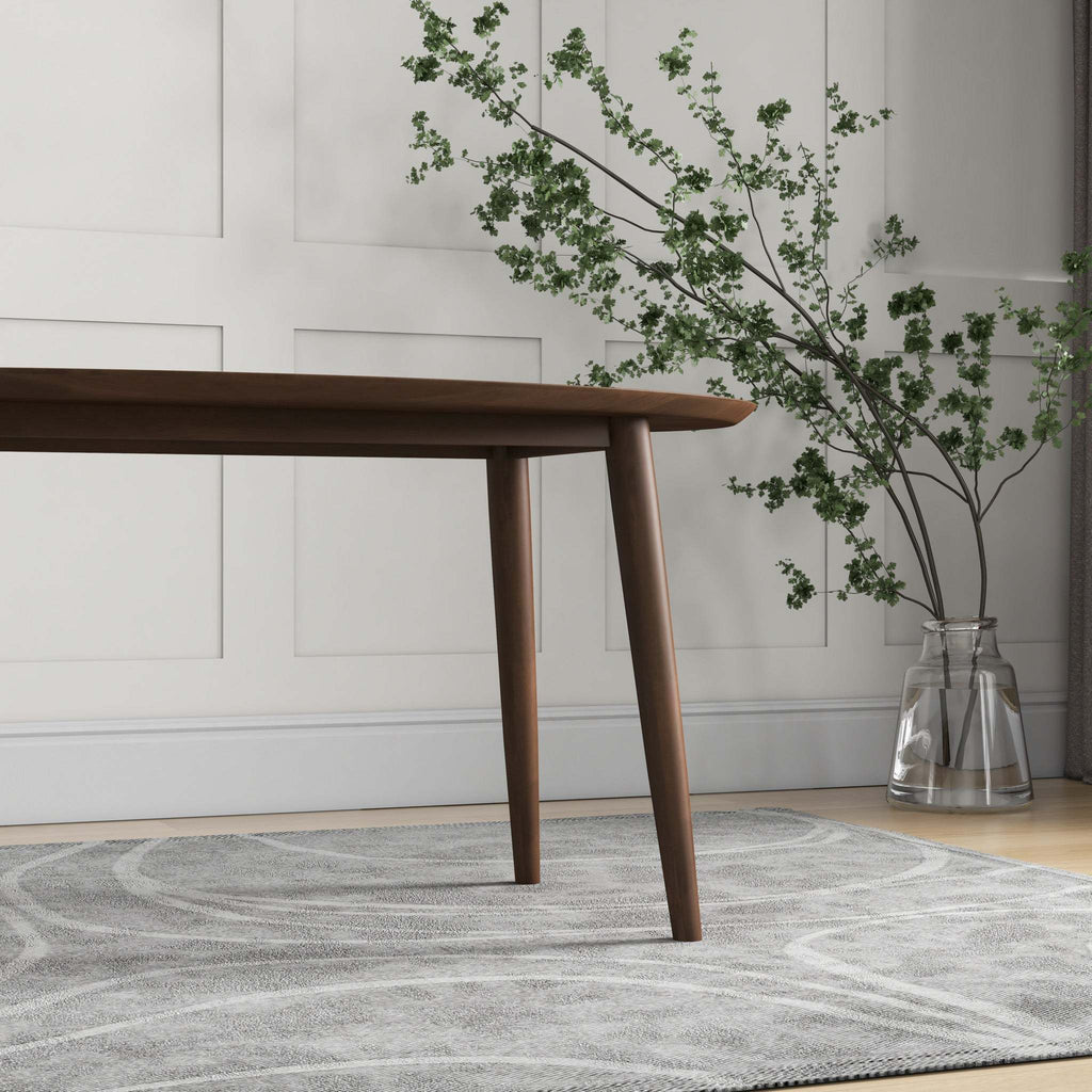 Ada Mid Century Modern Solid Wood Walnut Oval Dining Table for Dining Room or Kitchen 29.5'H x 35.4'D x 66.9'W Kitchen Dining Room Dinner Pedestal Table,Space Saving Wood Kitchen & Dining Room