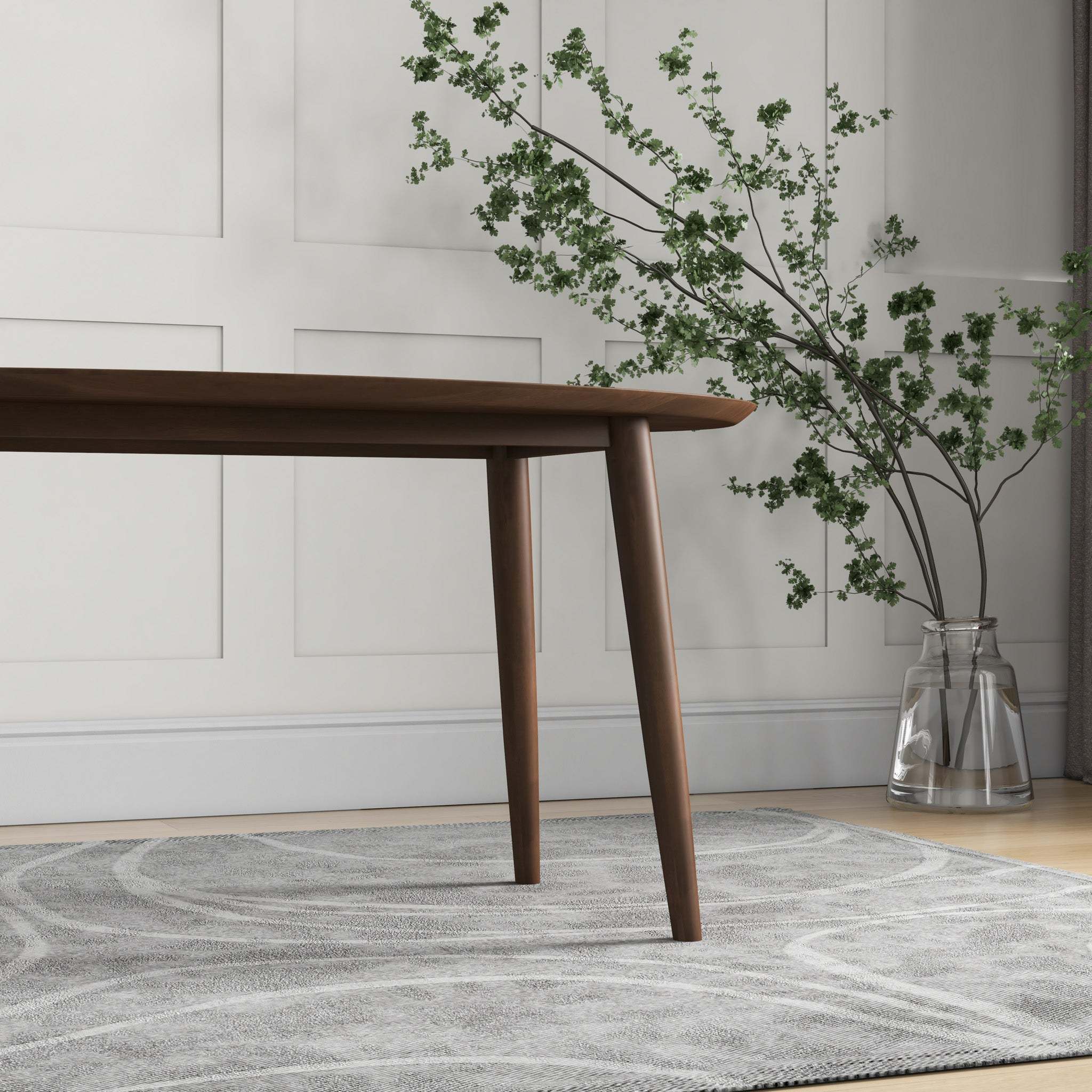 Ada Mid Century Modern Solid Wood Walnut Oval Dining Table for Dining Room or Kitchen 29.5'H x 35.4'D x 66.9'W Kitchen Dining Room Dinner Pedestal Table,Space Saving Wood Kitchen & Dining Room