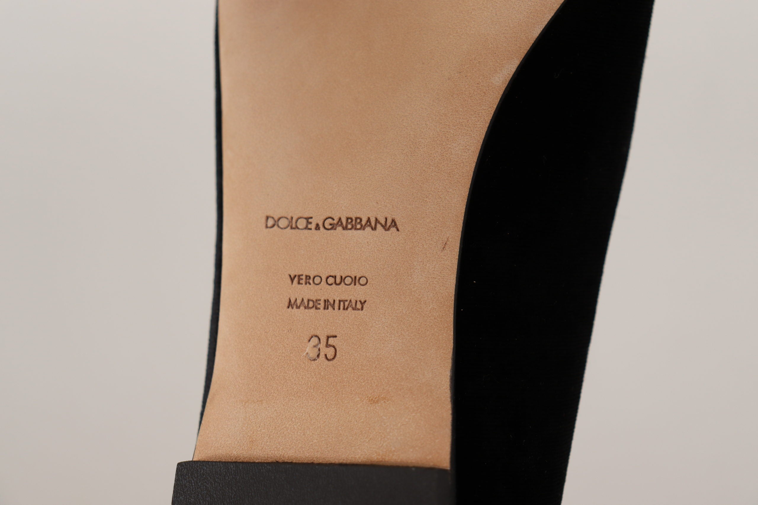 Dolce & Gabbana Black DG Sacred Heart Patch Slip On Flat Shoes
