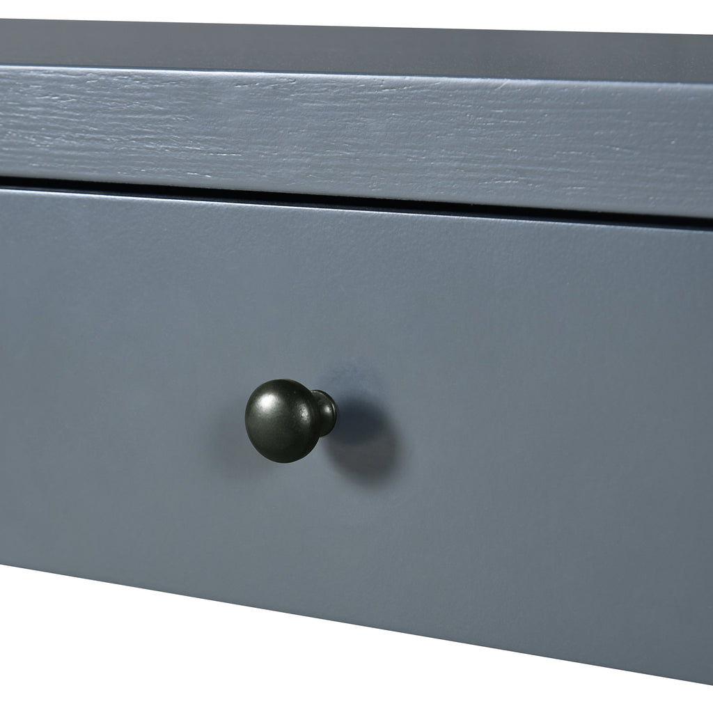 TREXM Curved Console Table with Storage, Wooden Entryway Table with 2 Drawers, Farmhouse Rustic Console Tables for Entryway, Hallway, Living Room, Navy