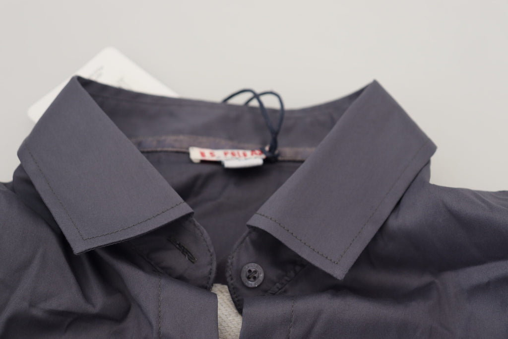 U.S. POLO ASSN. Gray Printed Long Sleeves Collared Top