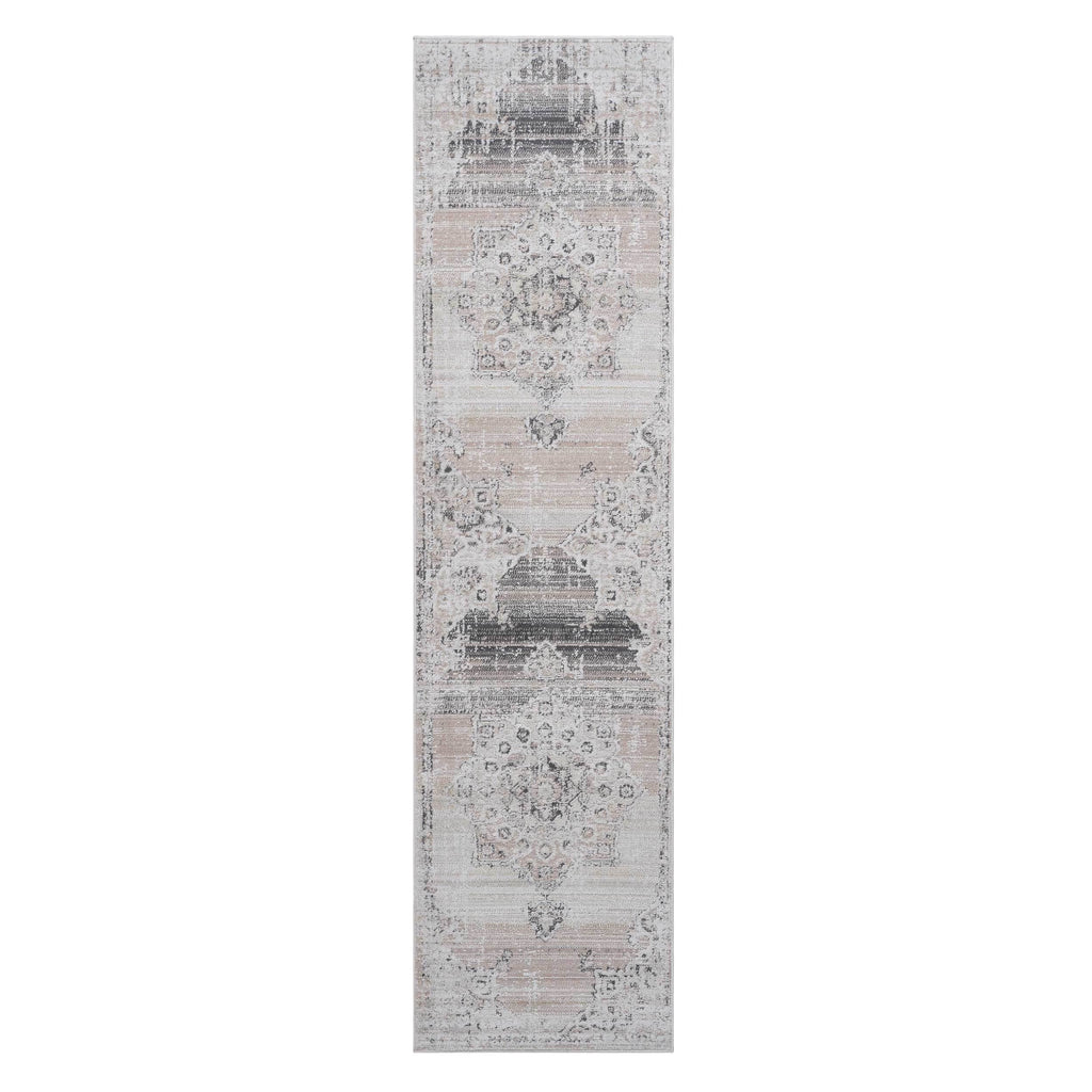 NAAR PAYAS Collection 2X8 Cream / Beige / Medallion Runner Rug