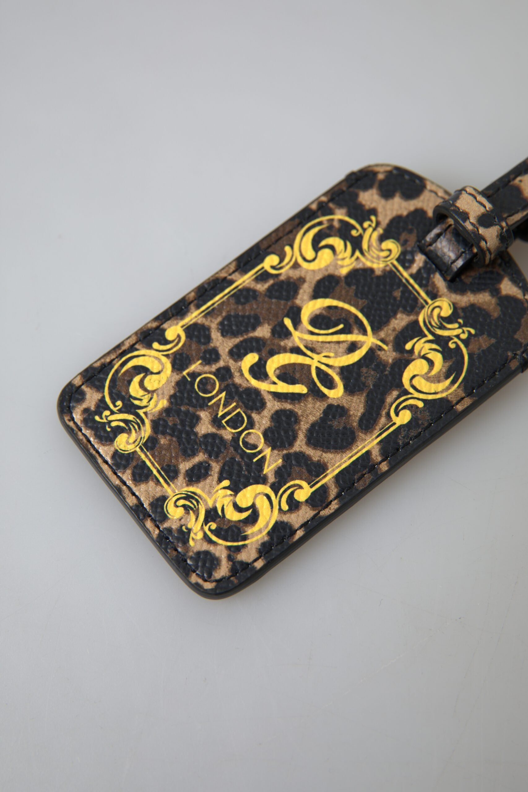 Dolce & Gabbana Multicolor Leopard Dauphine Leather DG Logo Luggage Tag