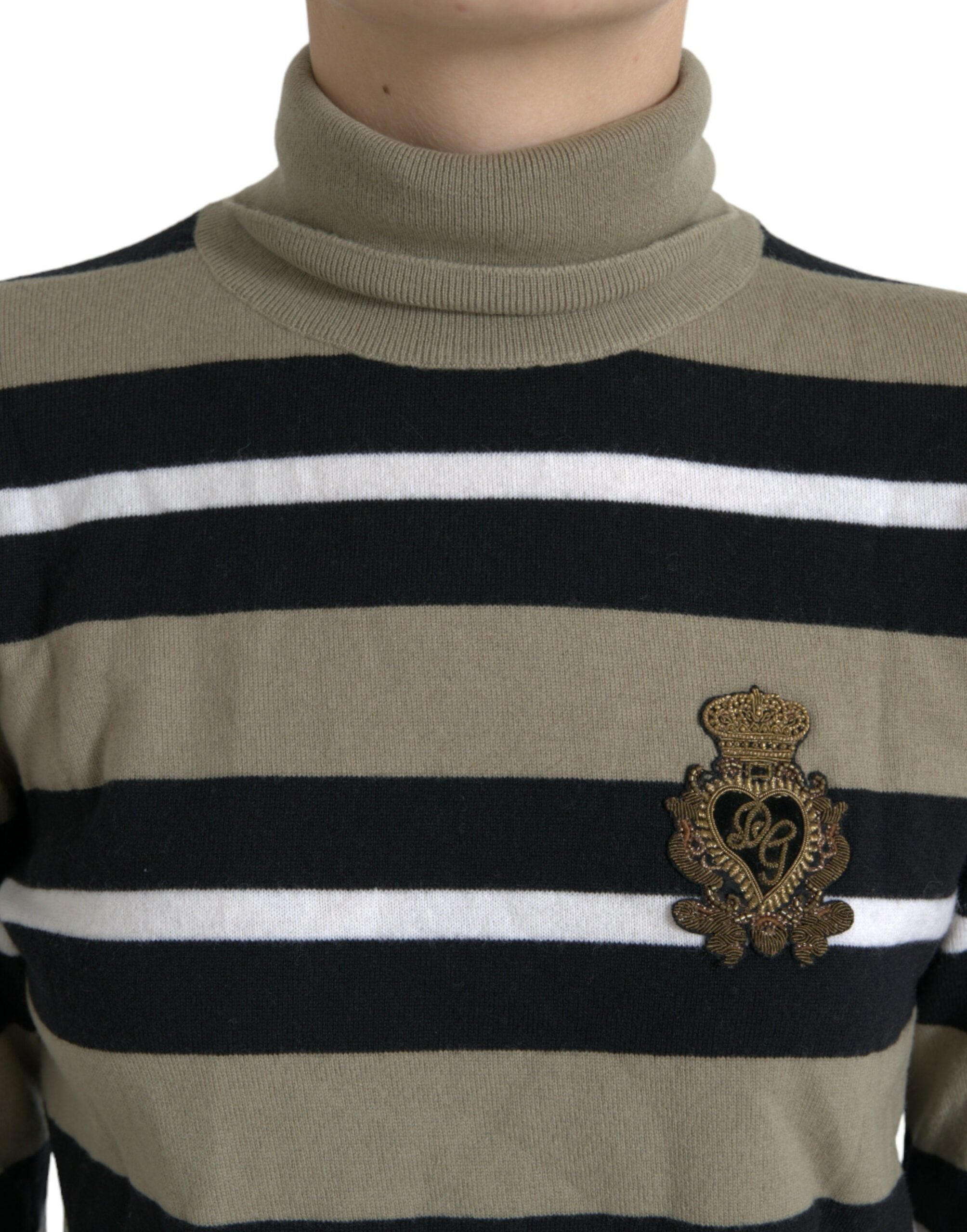 Dolce & Gabbana Multicolor Stripe Wool Logo Pullover Sweater