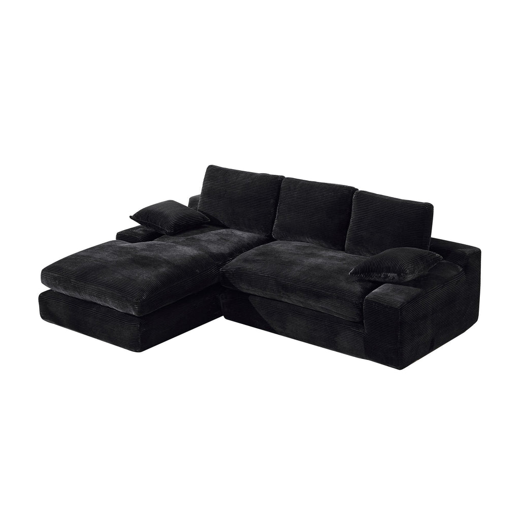 99*69' Modular Sectional Living Room Sofa Set, Modern Minimalist Style Couch, Upholstered Sleeper Sofa for Living Room, Bedroom, 2 PC Free Combination, Installation-free Sofa, L-Shape, Black