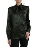 Dolce & Gabbana Gray Long Sleeves Ascot Collar Blouse Top