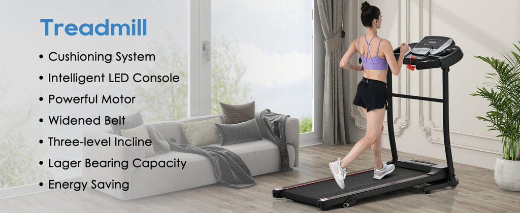 Treadmills for Home, Folding Treadmill with Incline and Heart Rate Sensor, 2.5HP Quiet Brushless with USB Charge Station, Small Space Portable Running Walking Machine, 300lbs Weight Capacity