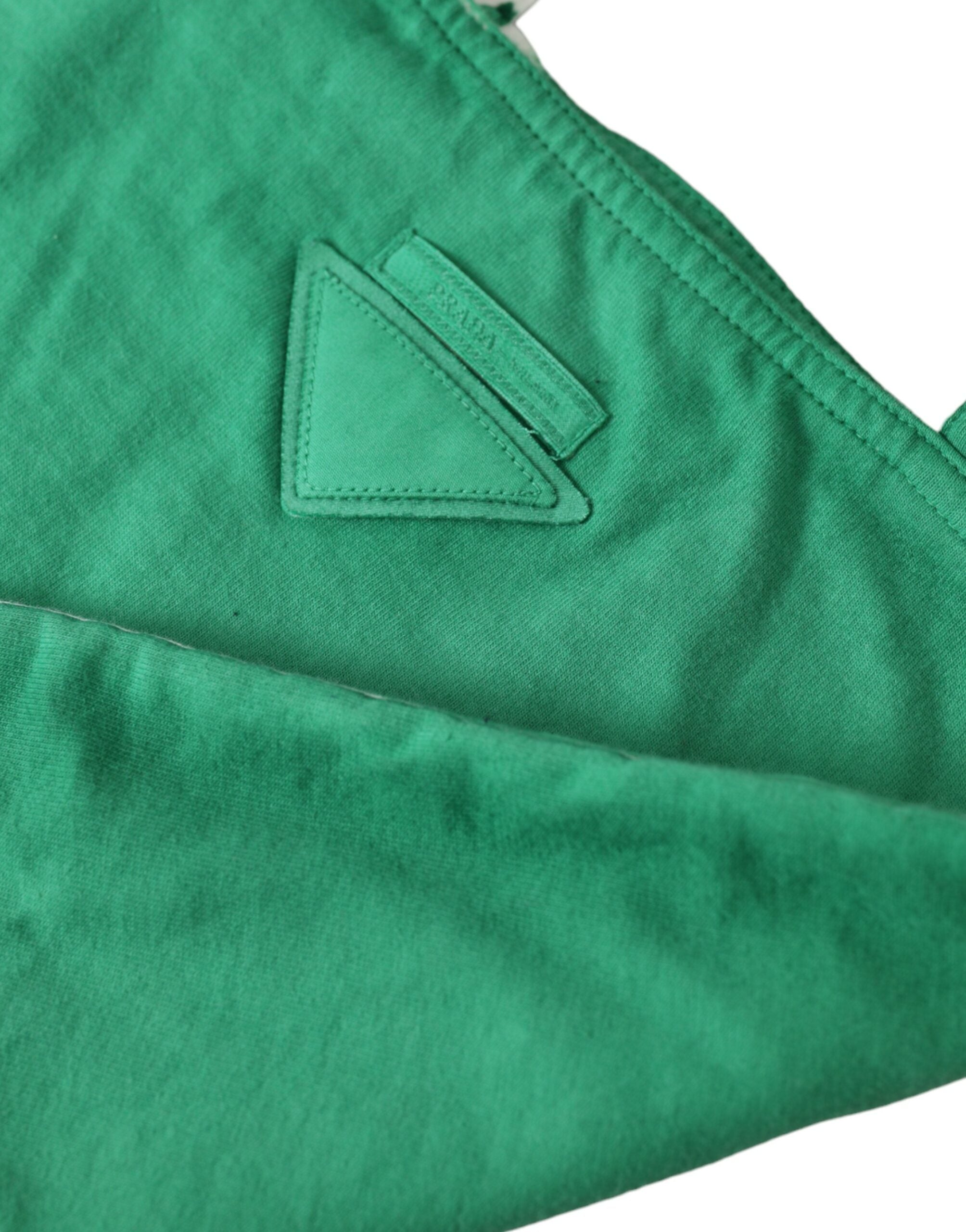 Prada Green Jersey Fabric Logo Shoulder Shopping Tote Shopping Bag