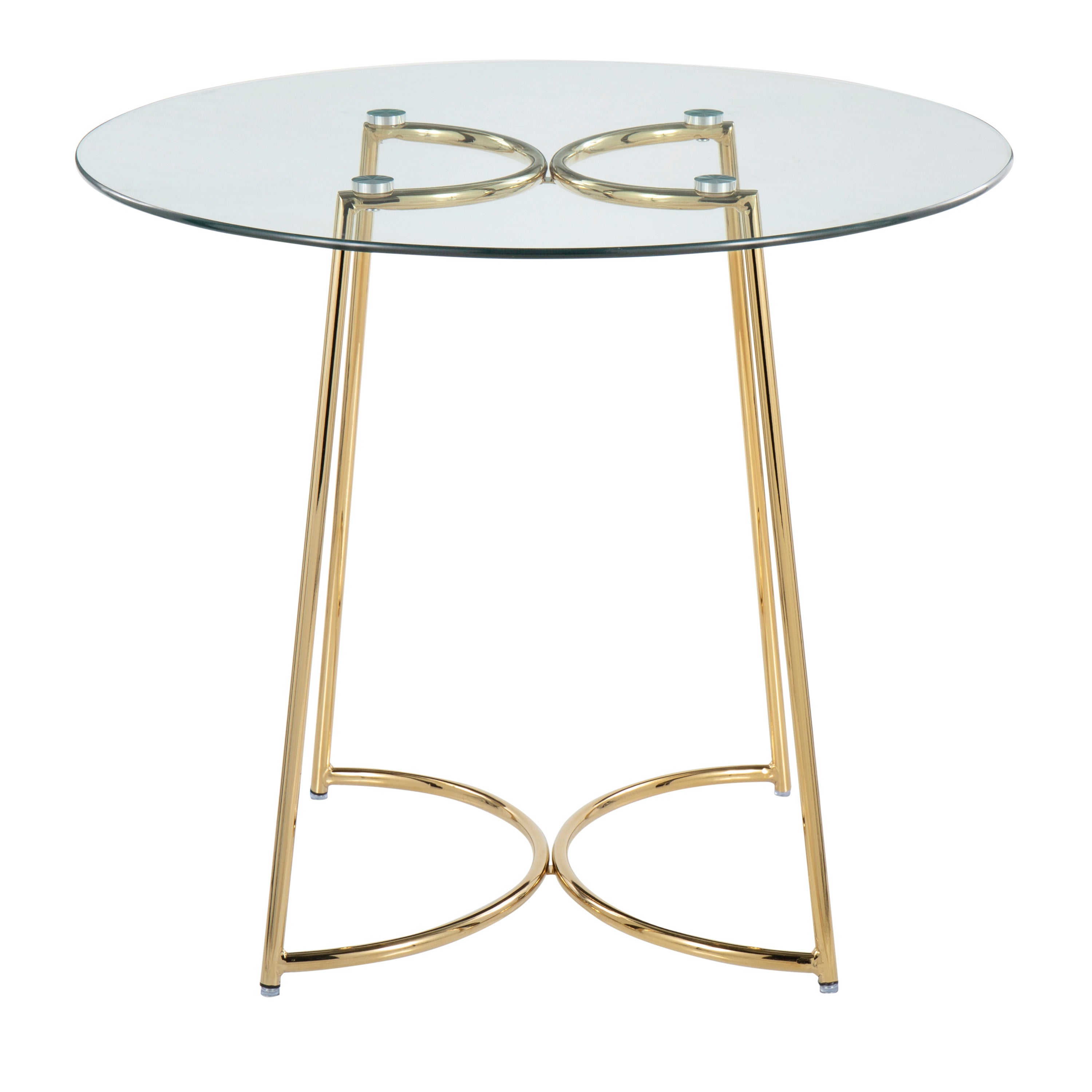 Cece Contemporary/Glam Dinette Table in Gold Steel with Clear Glass Top by LumiSource