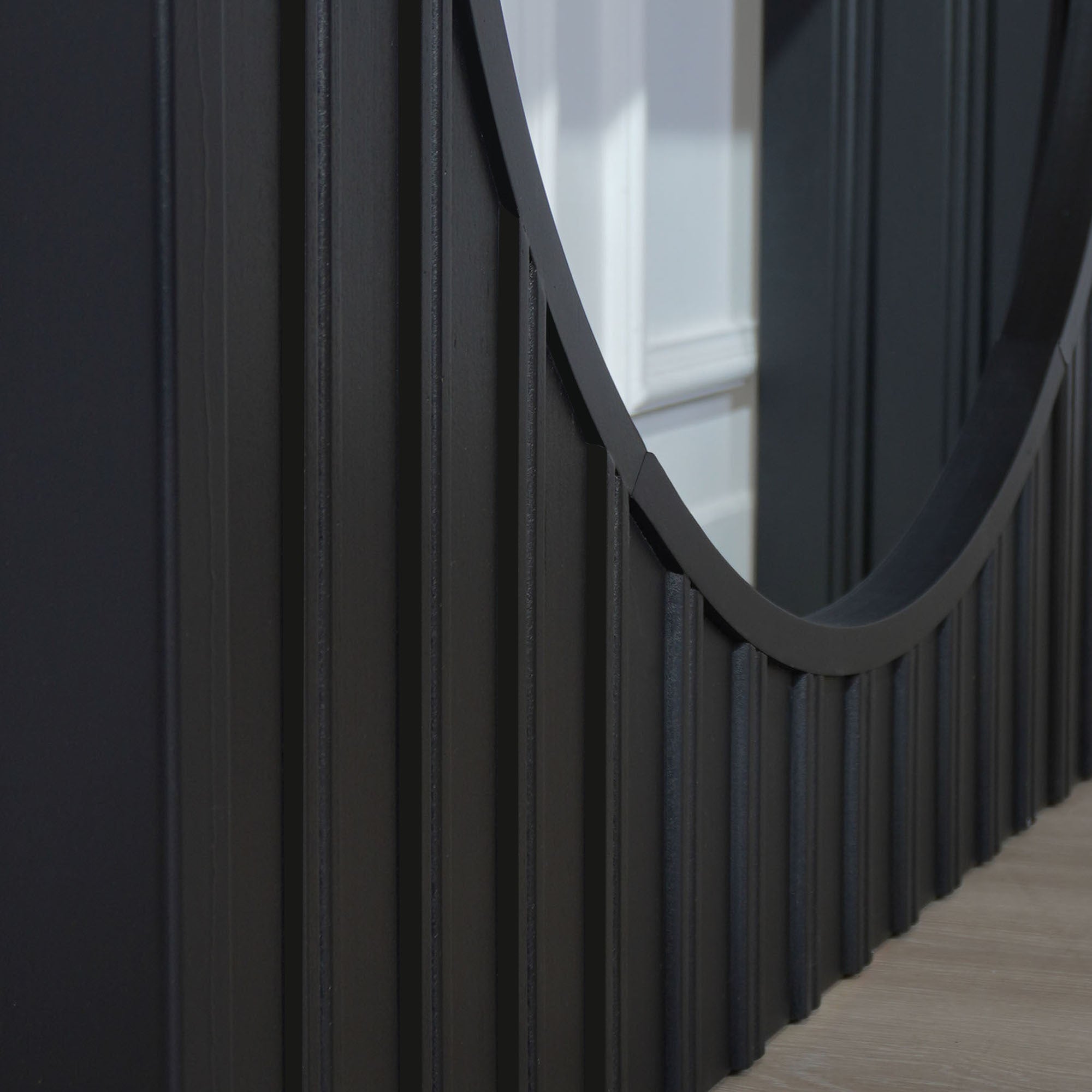 Modern Minimalist Console Table with Black Arch Base and Natural Wood Top,66in Length Console Table,Wood Table