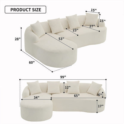 LuxeForm™ – Grey Compression Sofa with Chaise Lounge & 4 Pillows (US
