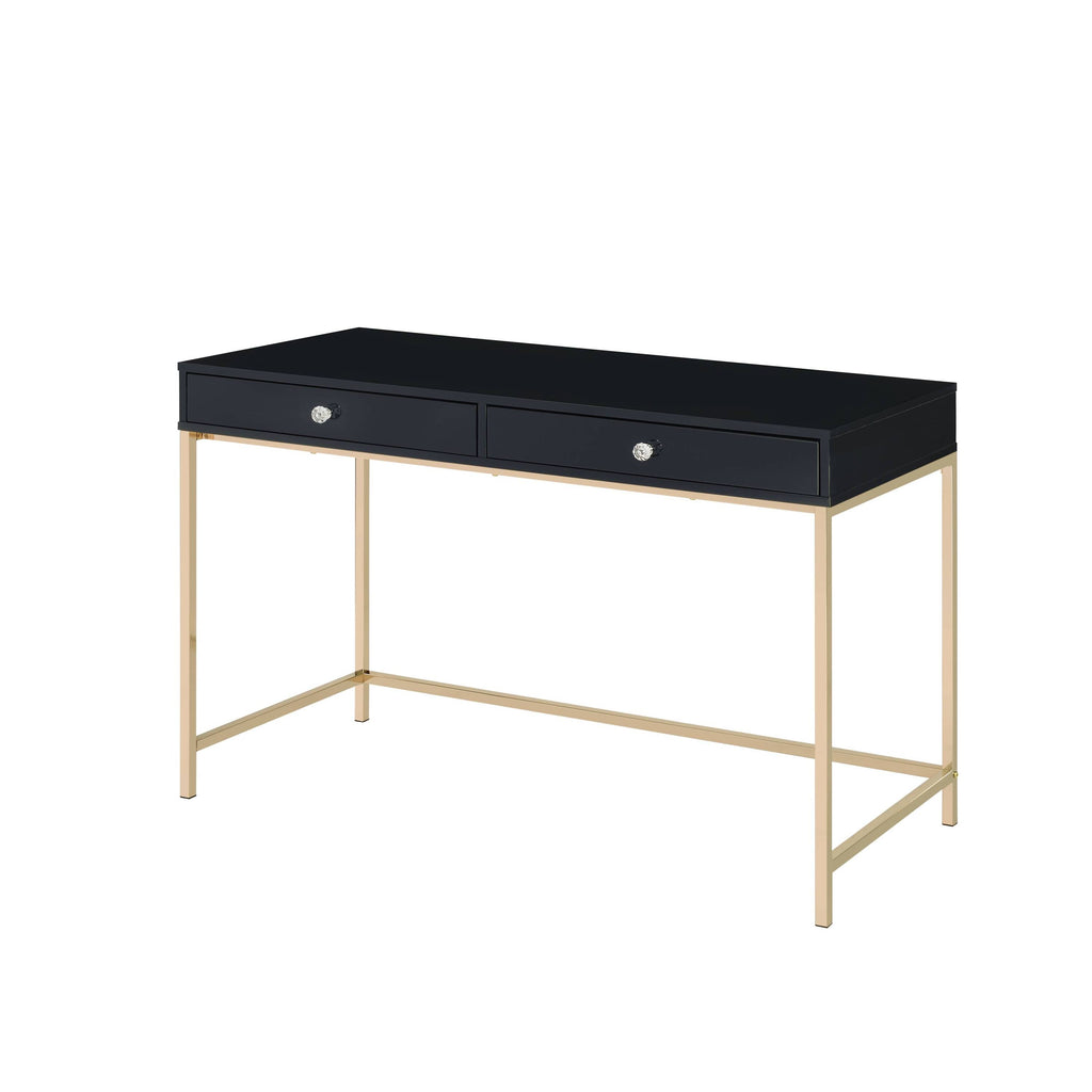 Ottey Black High Gloss & Gold Finish Writing Desk