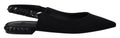 Dolce & Gabbana Black Flats Crystal Slingback Charmeuse Shoes