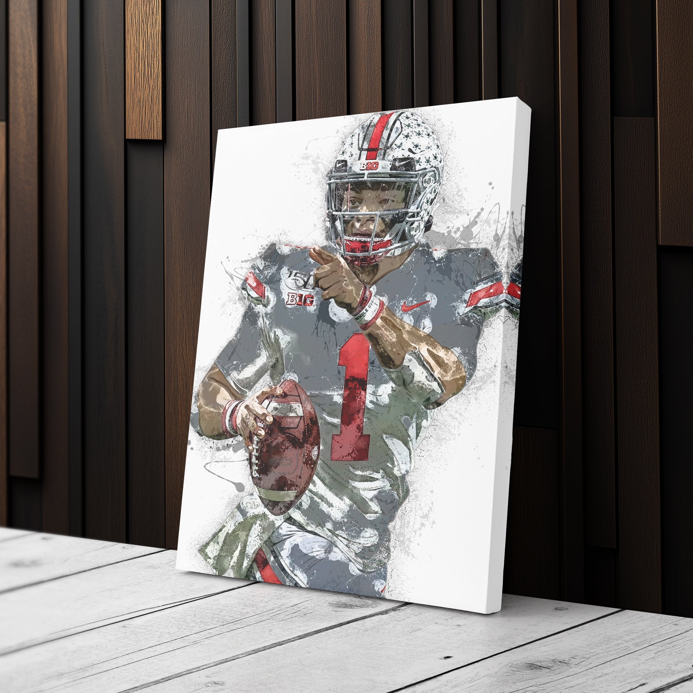 Justin Fields Canvas Art – Ohio State Buckeyes Wall Decor
