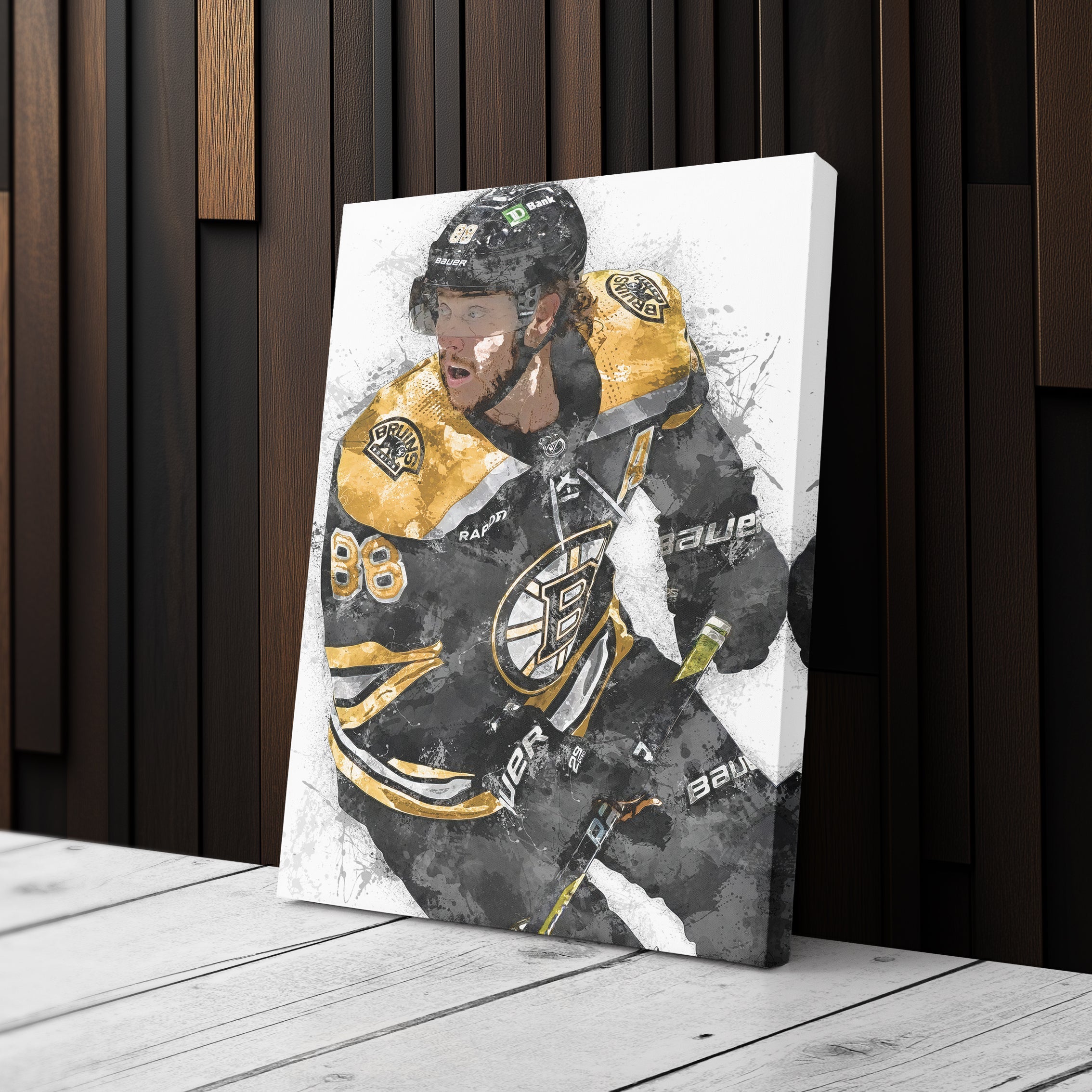 David Pastrnak Canvas Art – Boston Bruins Wall Decor
