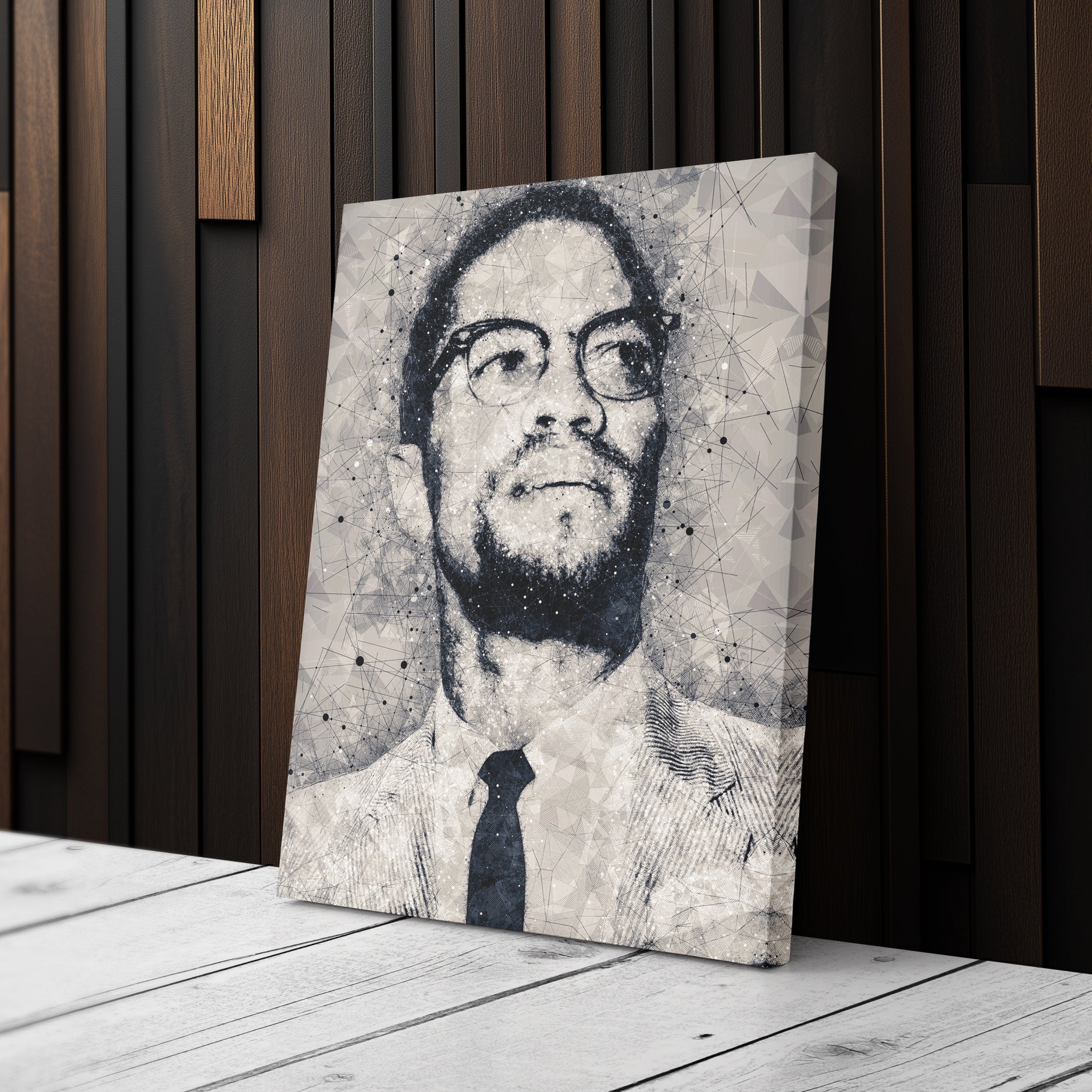 Malcolm X Canvas Art – Civil Rights Geometric Wall Decor