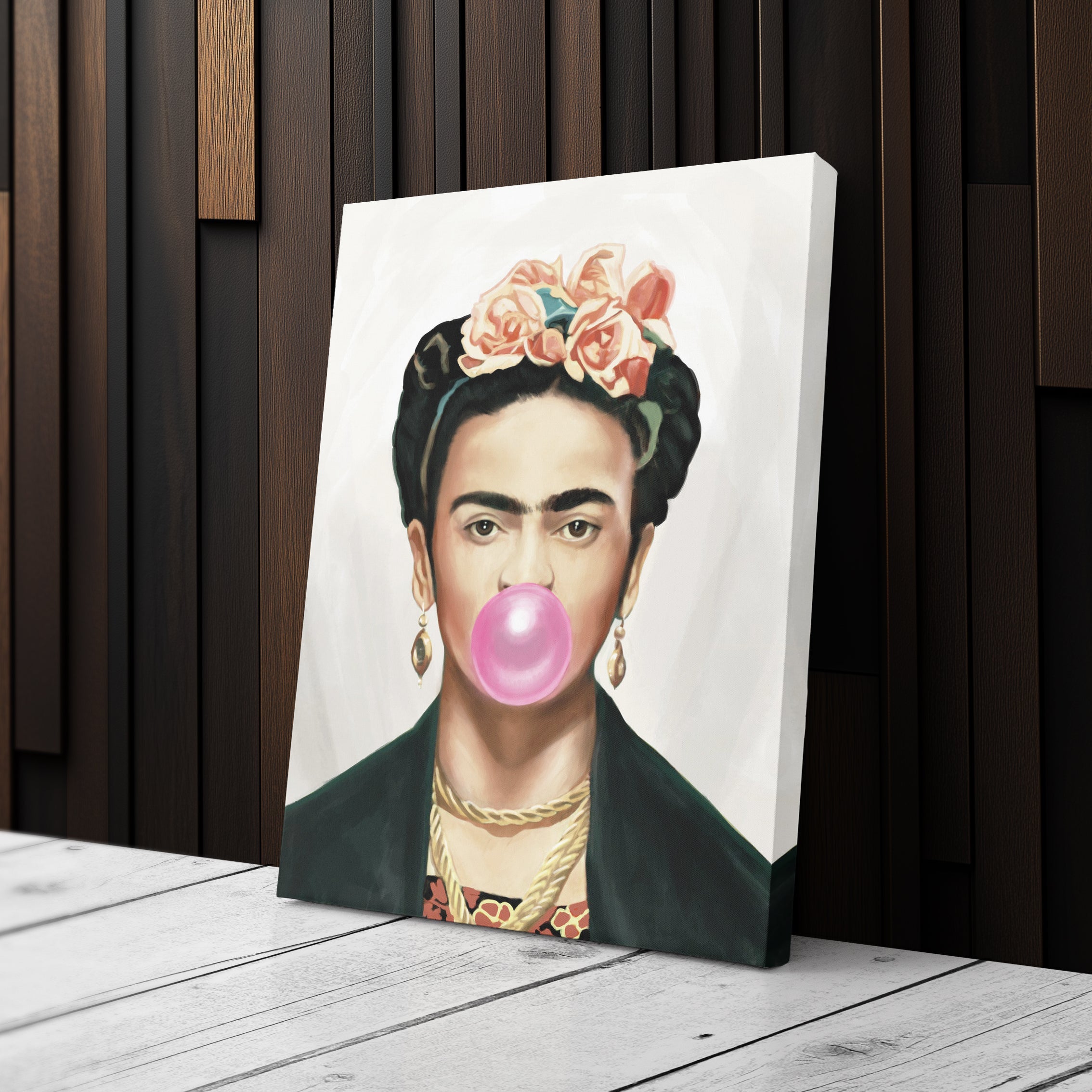 Frida Kahlo Gum Canvas – Iconic Artist Wall Art Gift for Feminist & Art Lovers