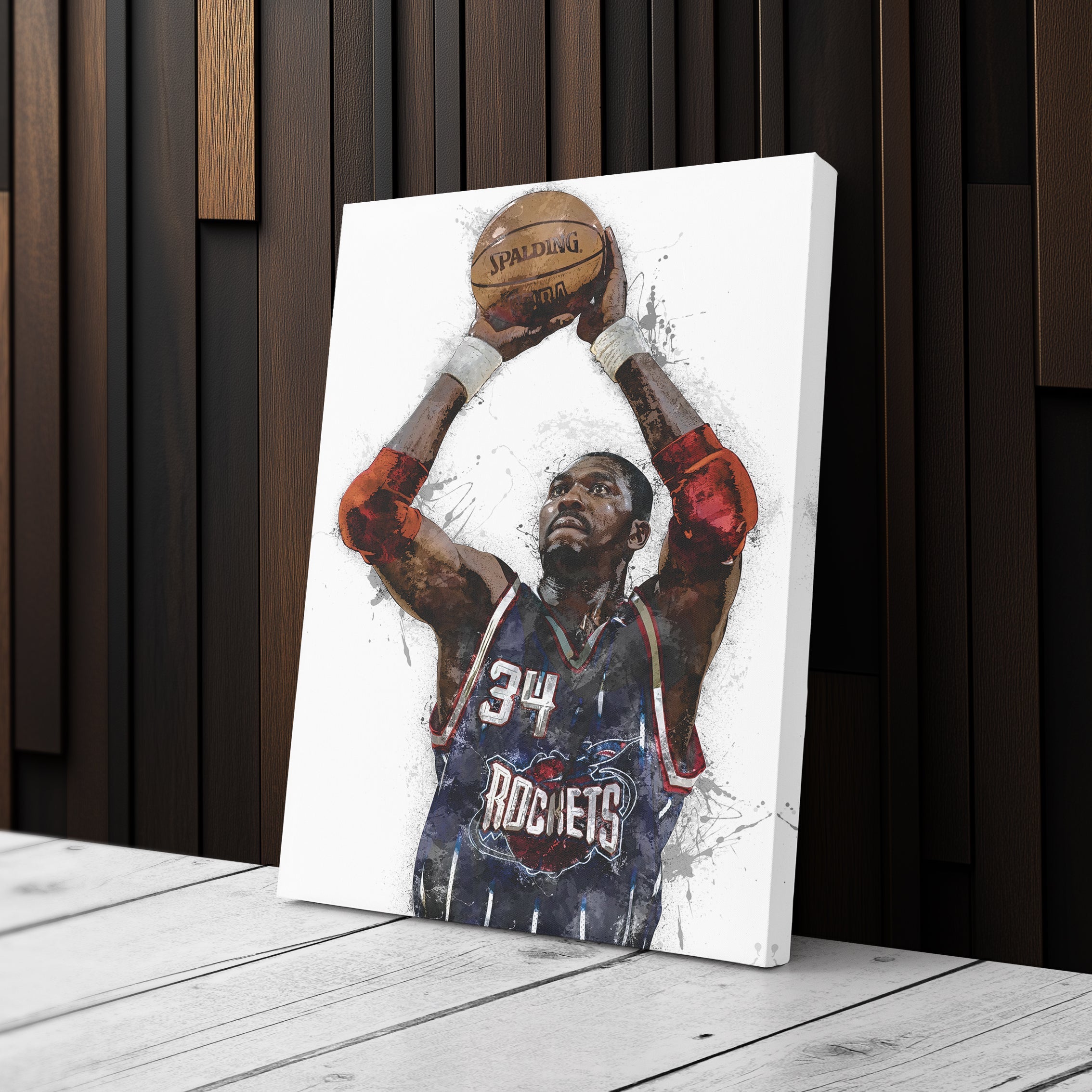 Hakeem Olajuwon Canvas Art – Houston Rockets Wall Decor