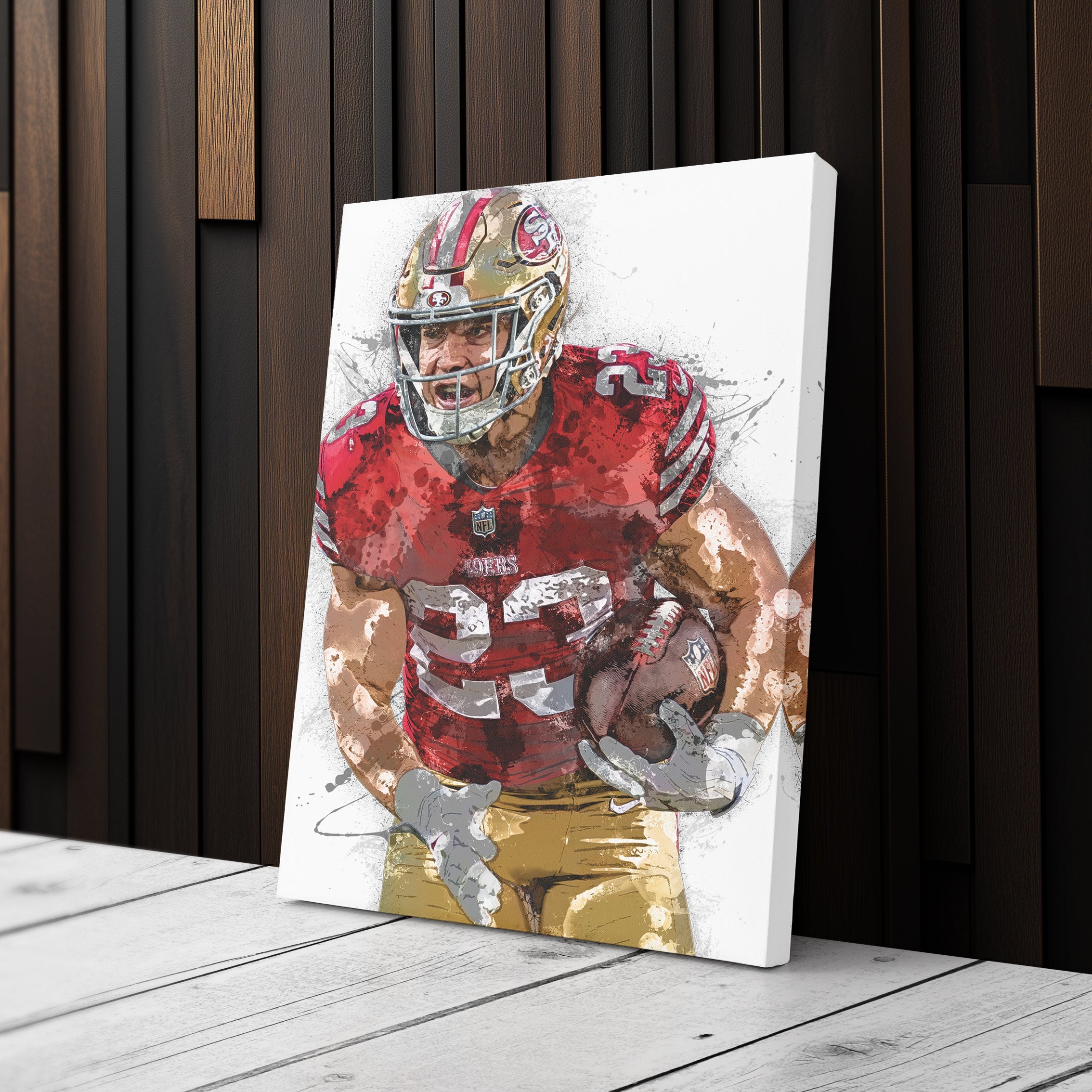 Christian McCaffrey Canvas Art – San Francisco 49ers Wall Decor