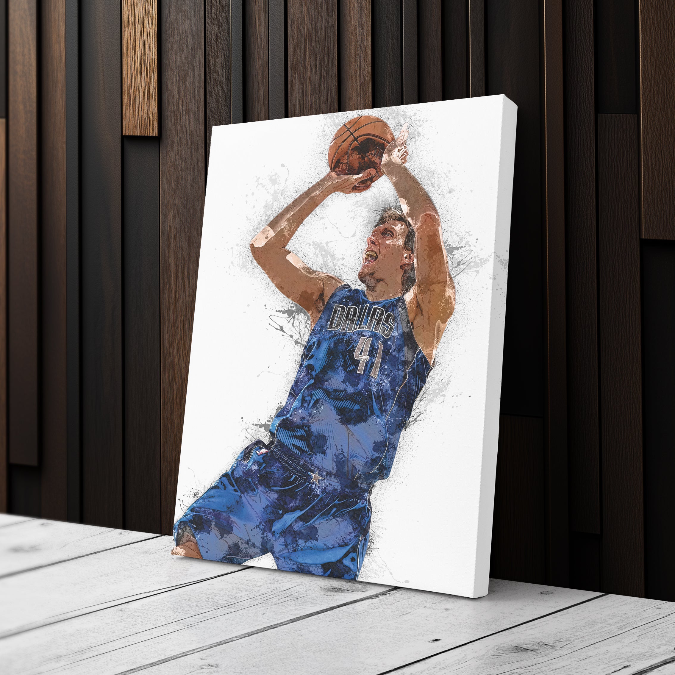 Dirk Nowitzki Canvas Art – Dallas Mavericks Legend Wall Decor