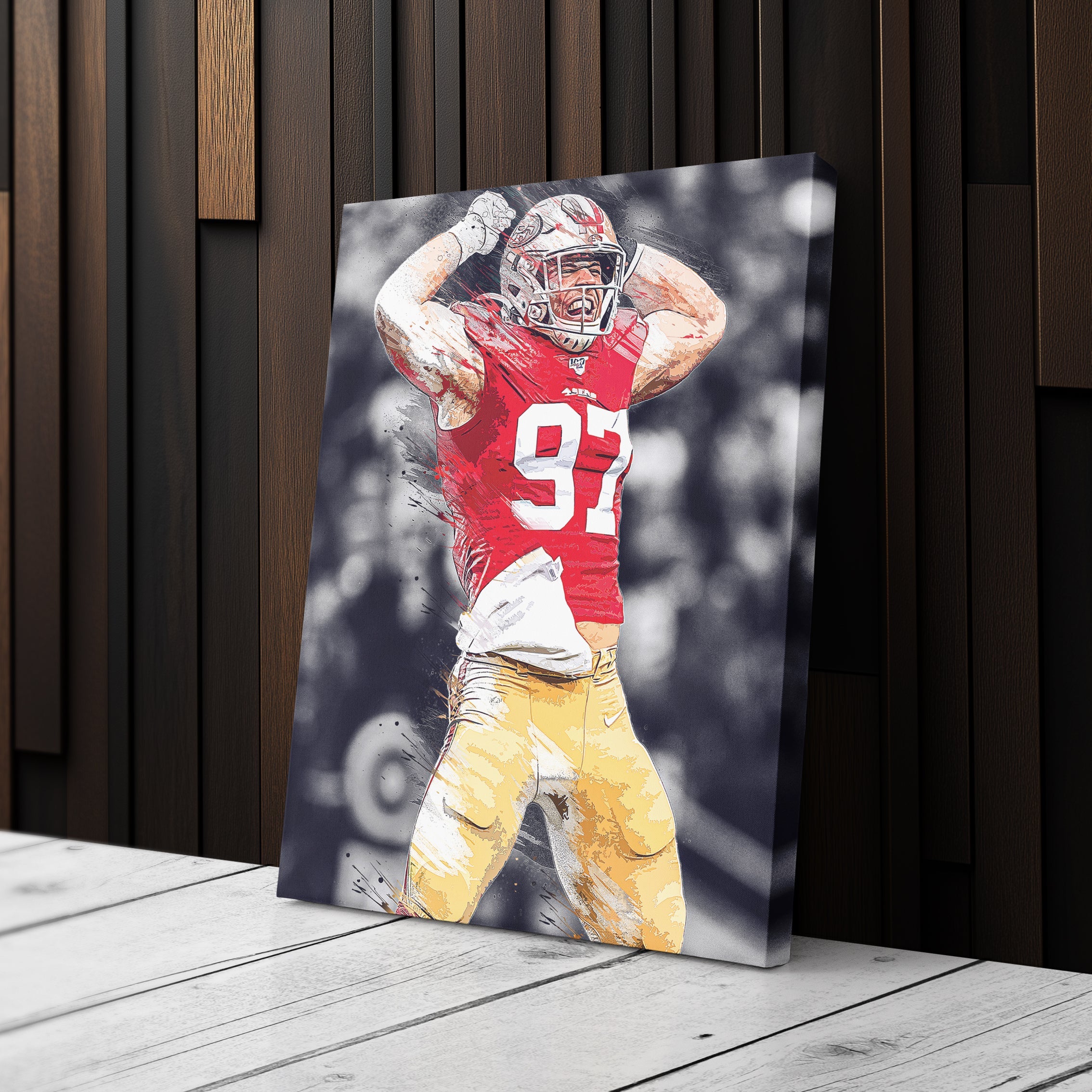 Nick Bosa Canvas Art – 49ers NFL Celebration Wall Decor