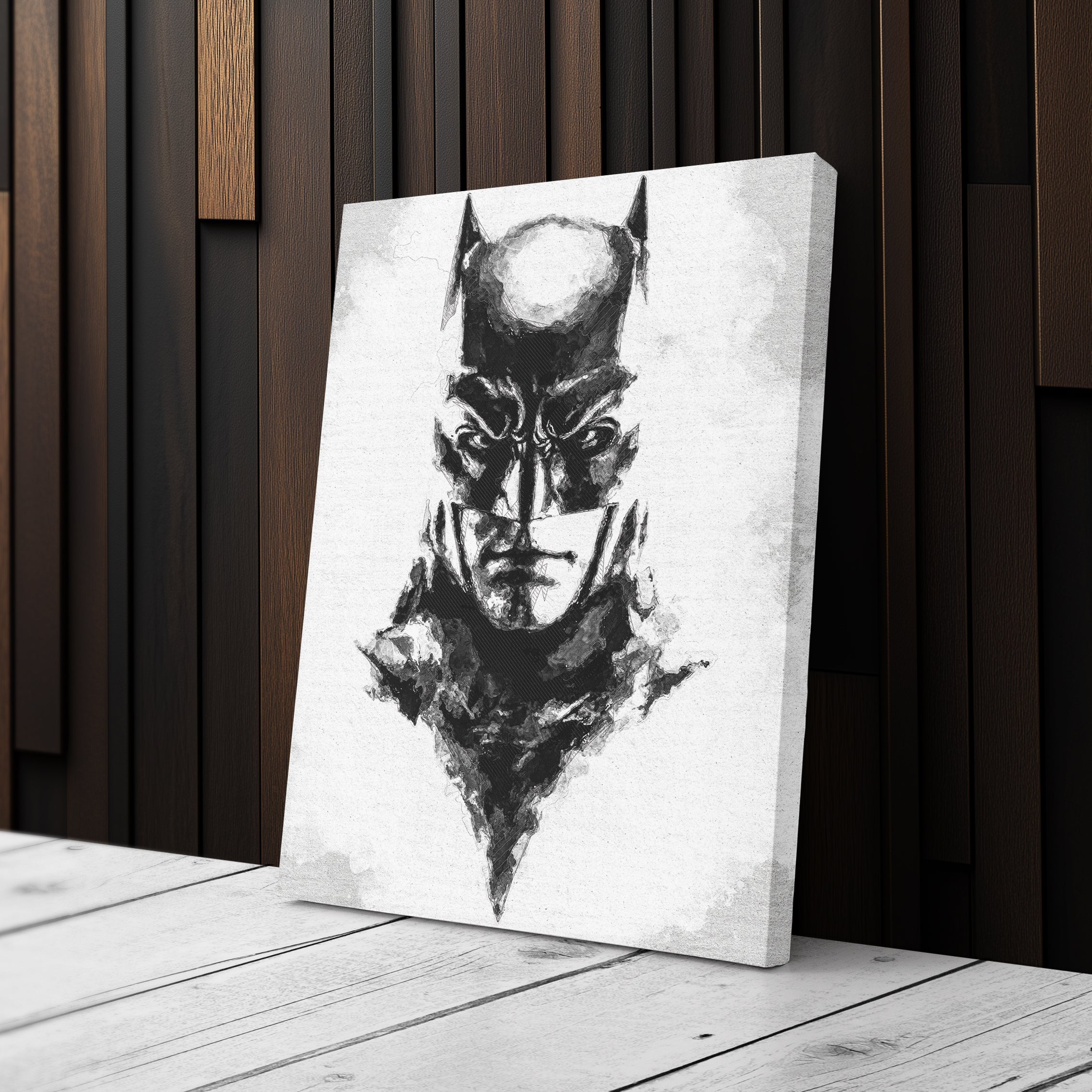 Batman Face Canvas – DC Comics Wall Art Gift for Superhero Fans and Man Cave Decor