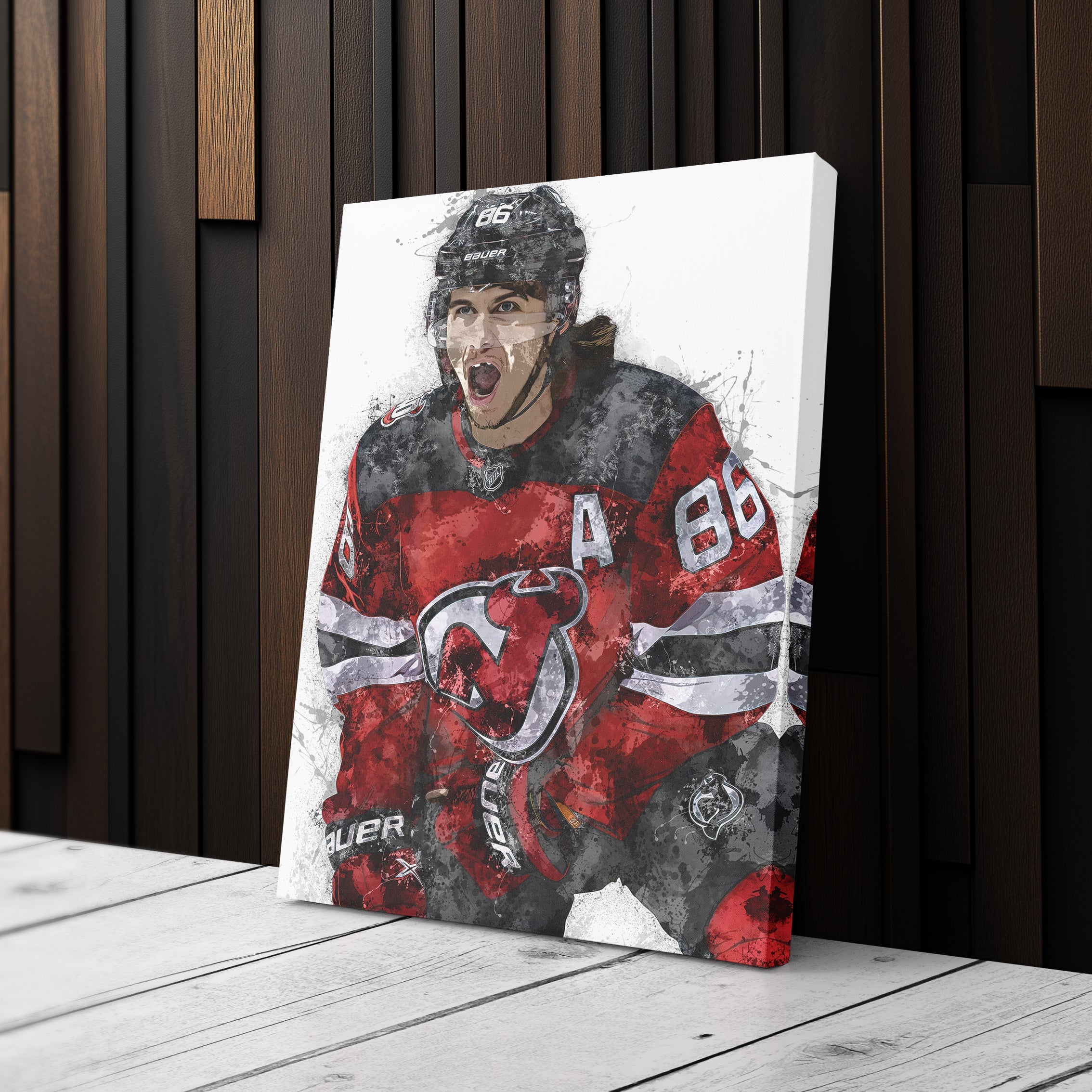 Jack Hughes Canvas Art – New Jersey Devils Wall Decor