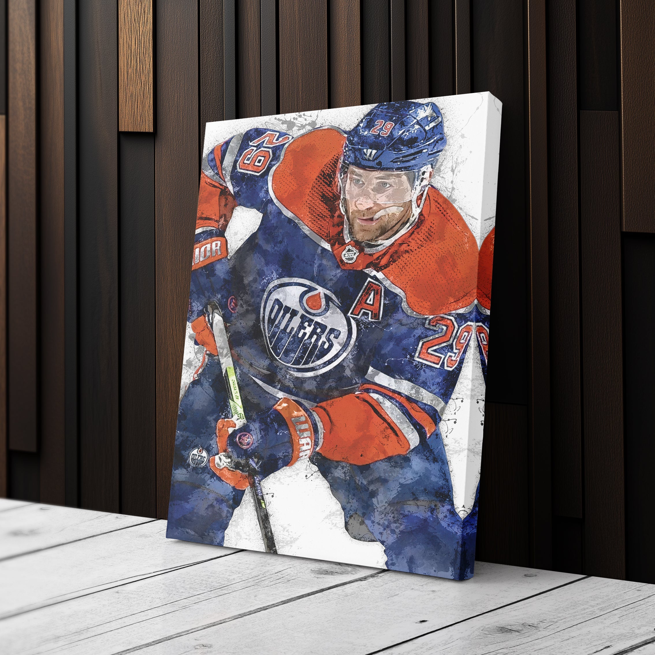 Leon Draisaitl Canvas Art – Edmonton Oilers Wall Decor