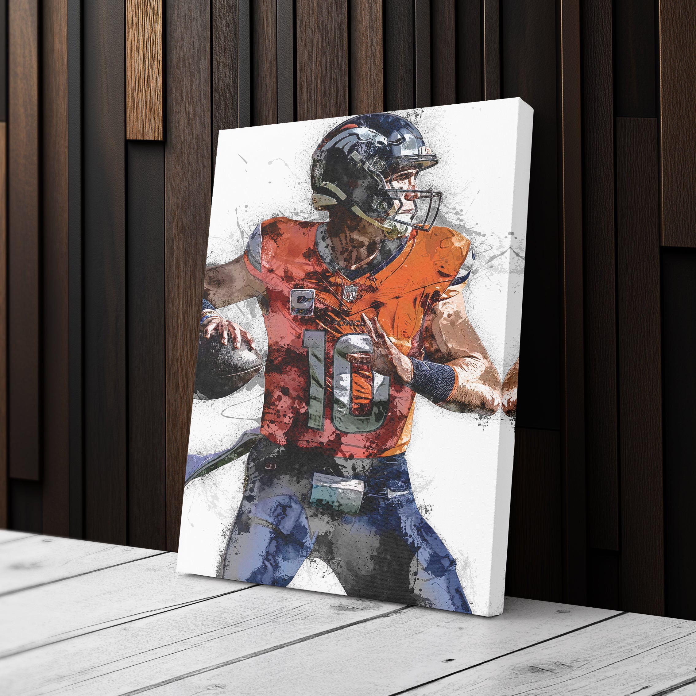 Bo Nix Canvas Art – Denver Broncos Wall Decor
