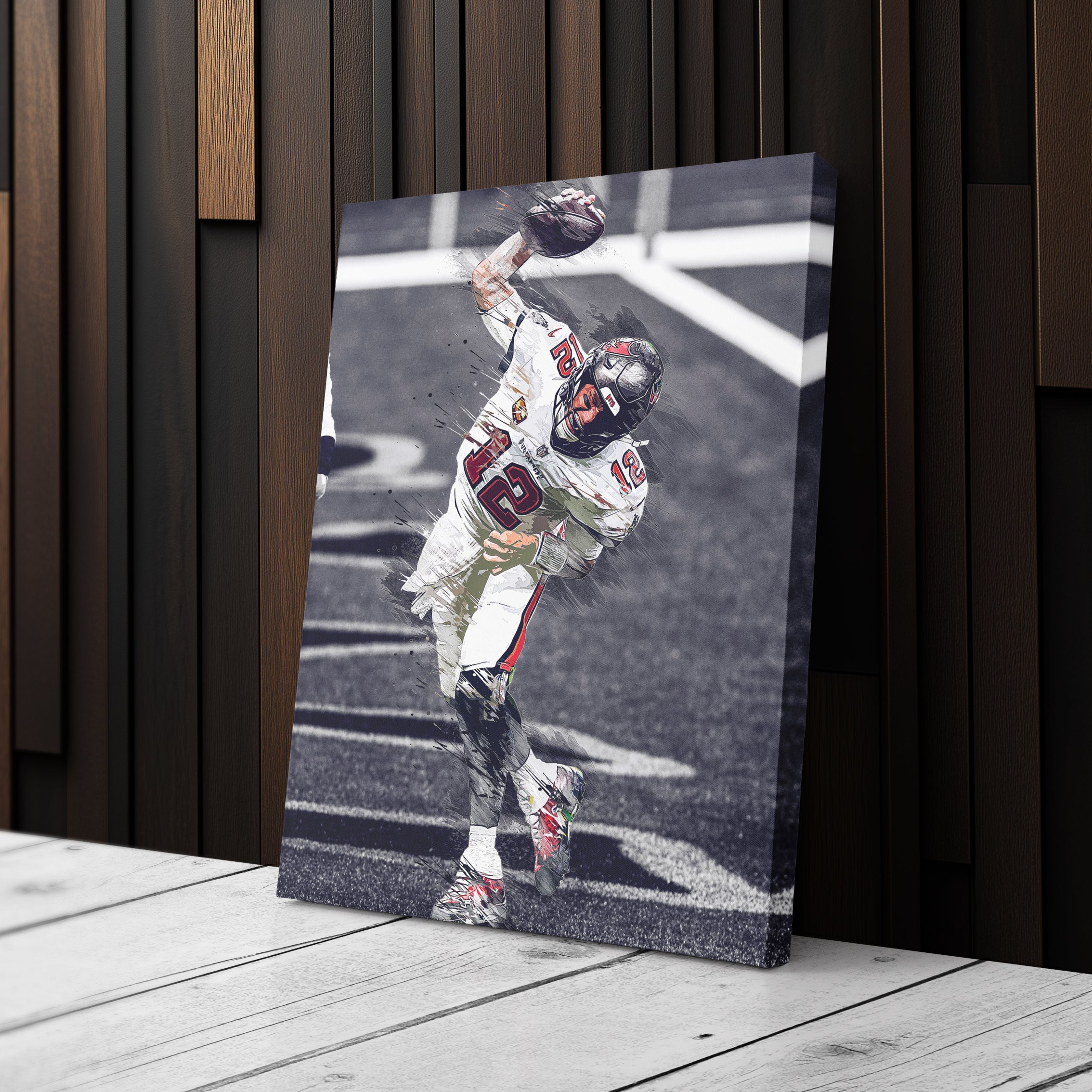 Tom Brady Canvas Art – Buccaneers Spiking Ball Decor
