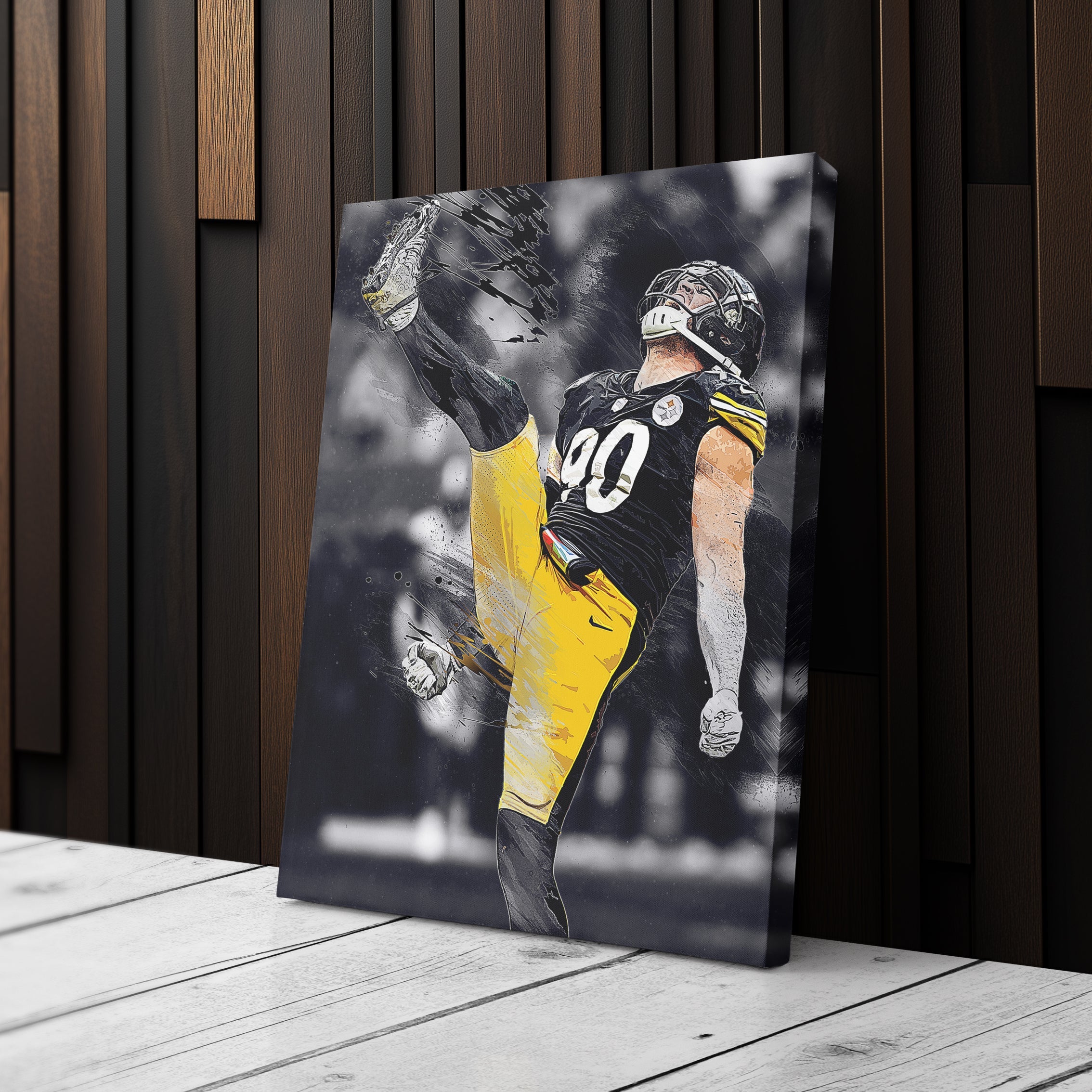 T.J. Watt Canvas Art – Steelers Celebration Wall Decor