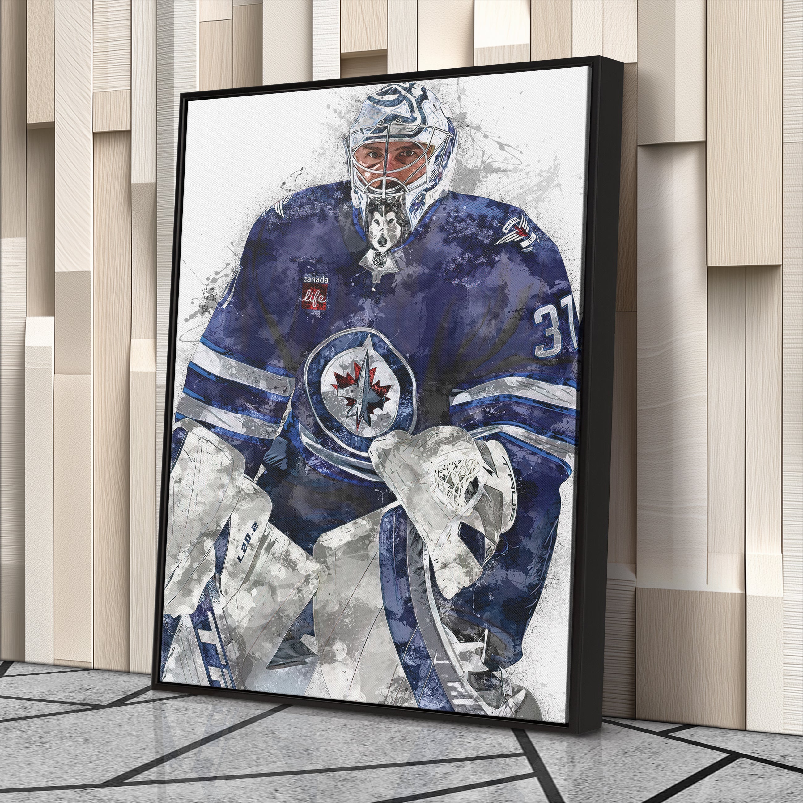 Connor Hellebuyck Canvas Art – Winnipeg Jets Wall Decor