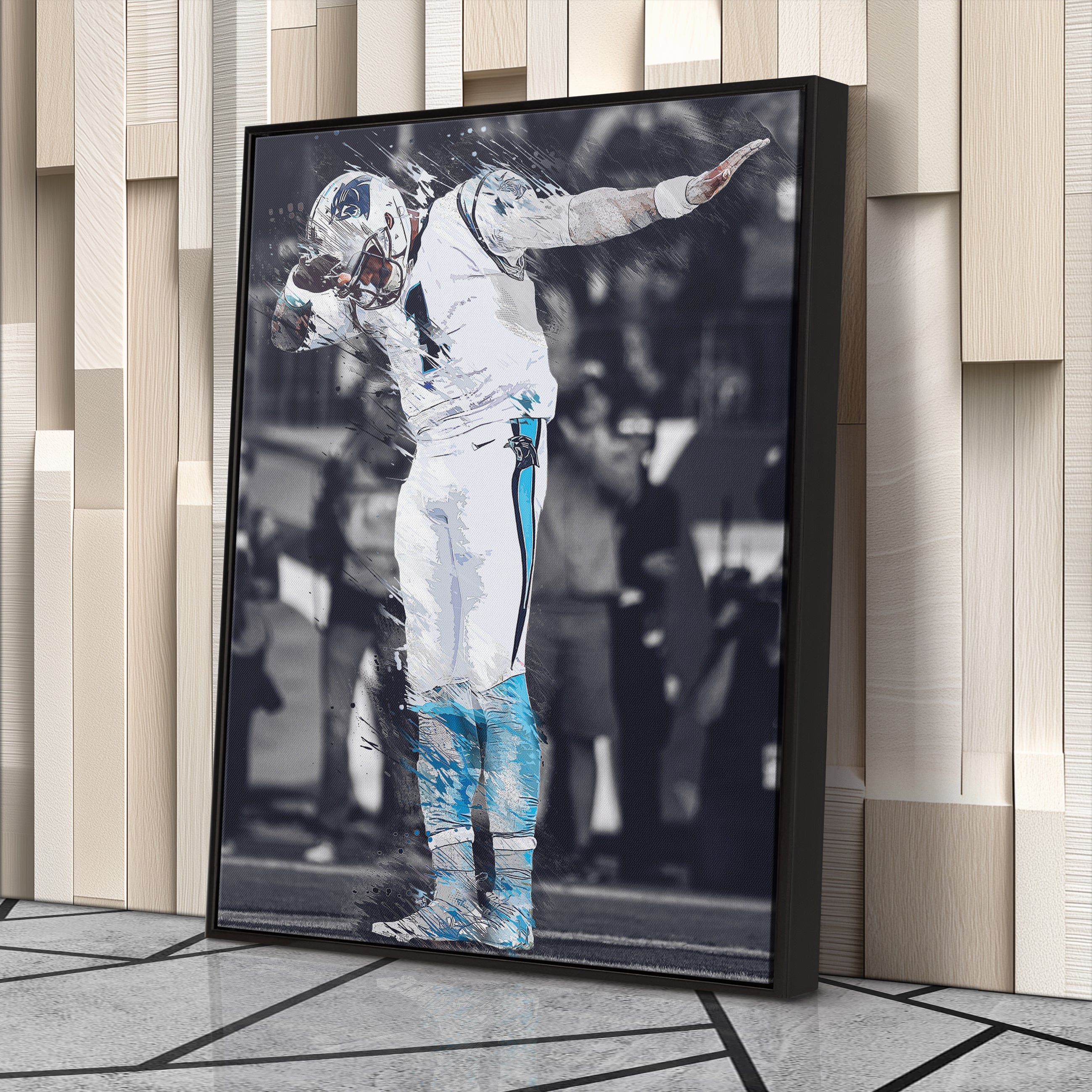 Cam Newton Canvas Art - Panthers Dab Celebration Wall Decor
