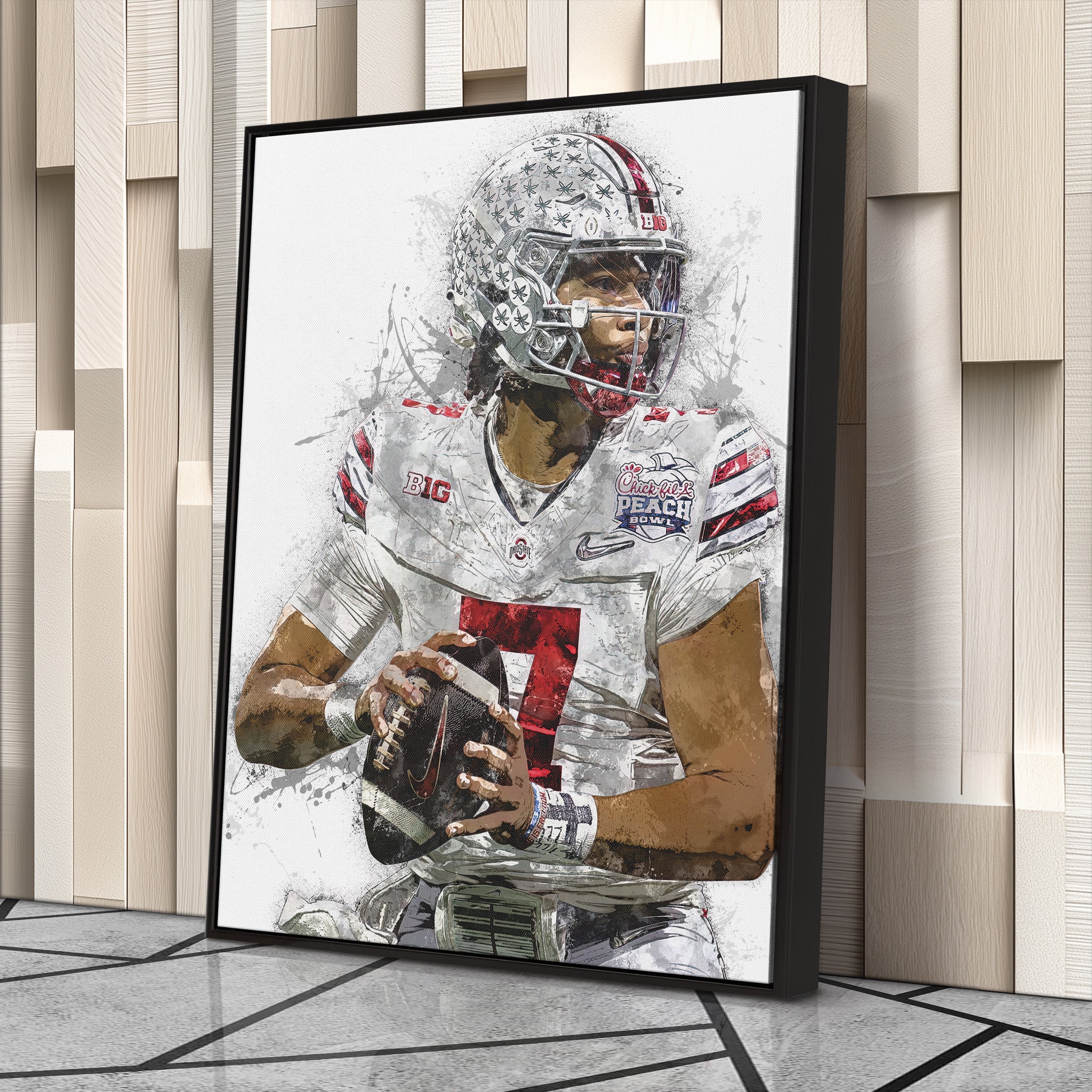 C.J. Stroud Canvas Art – Ohio State Buckeyes Wall Decor