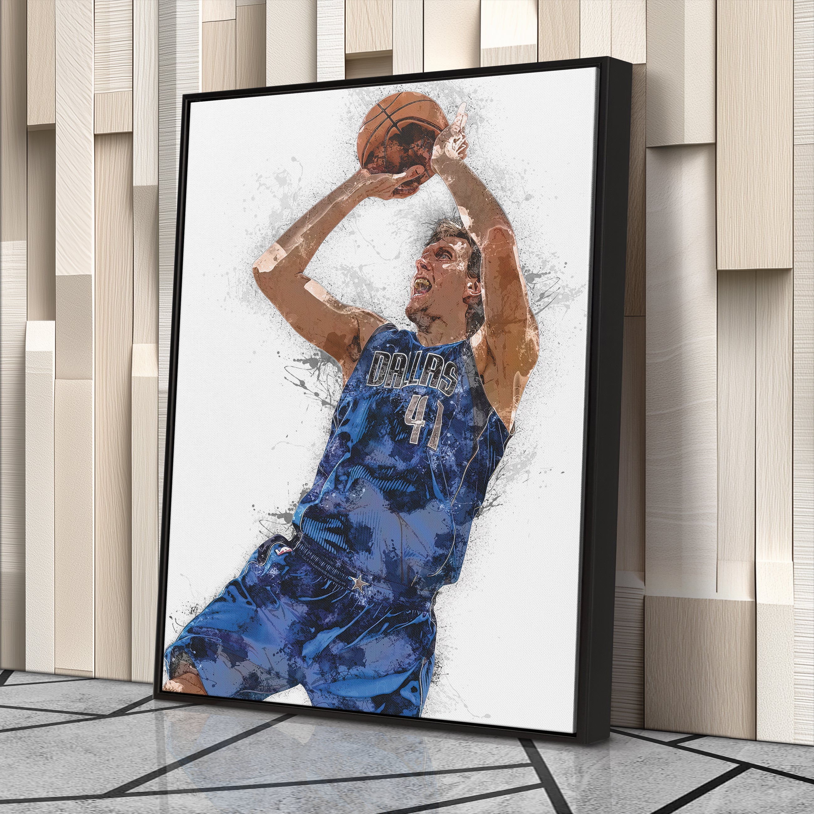Dirk Nowitzki Canvas Art – Dallas Mavericks Legend Wall Decor