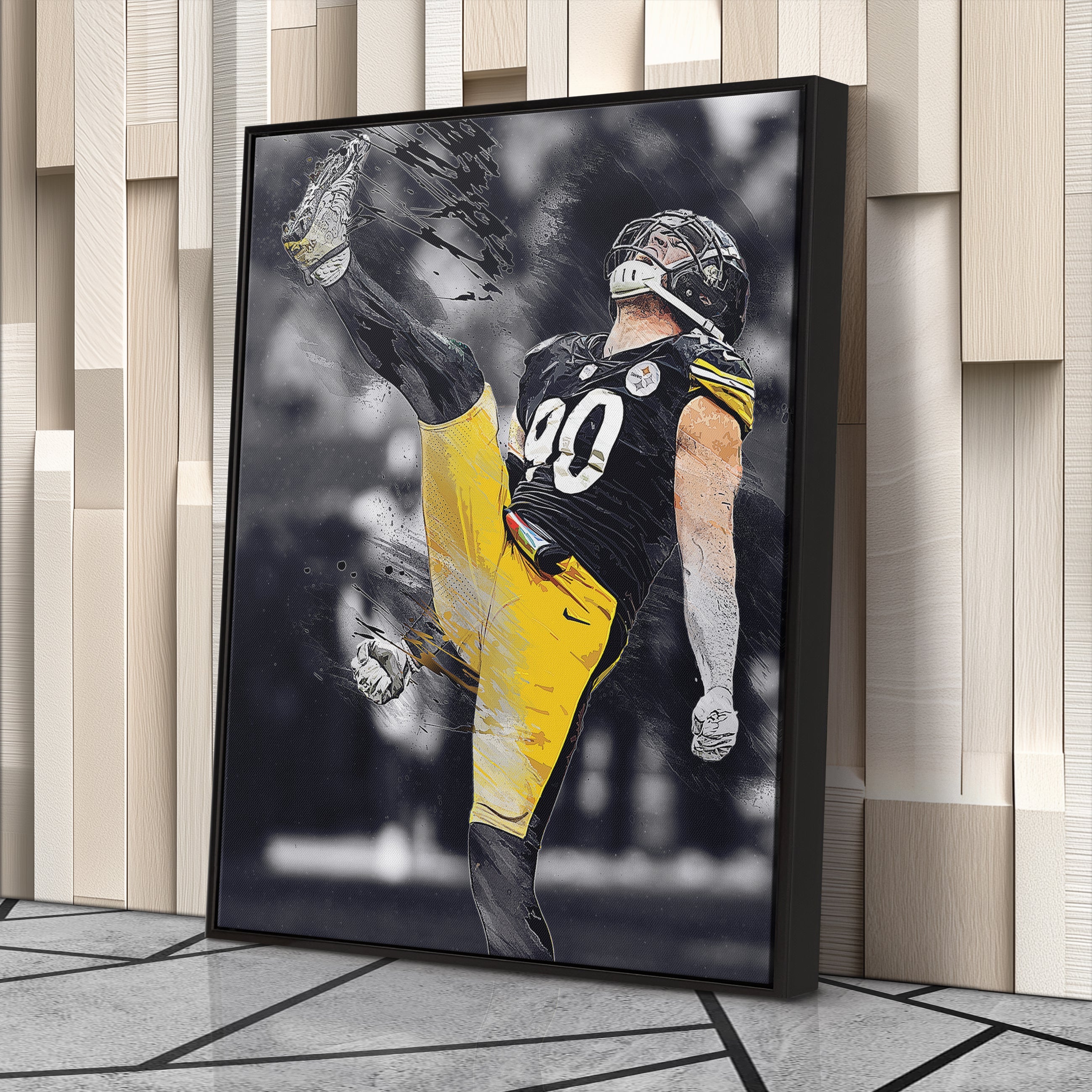 T.J. Watt Canvas Art – Steelers Celebration Wall Decor
