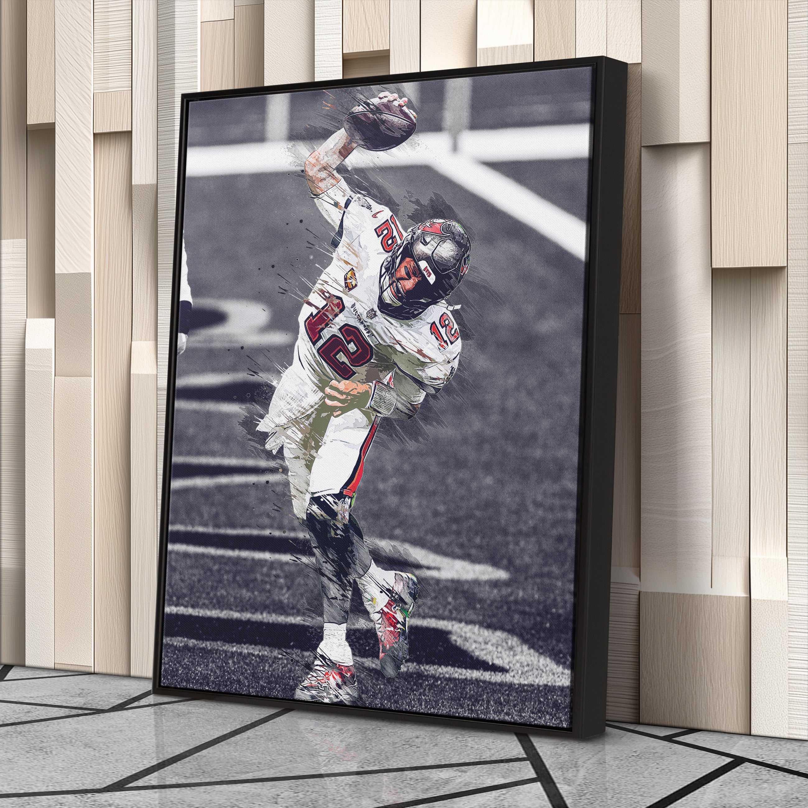 Tom Brady Canvas Art – Buccaneers Spiking Ball Decor