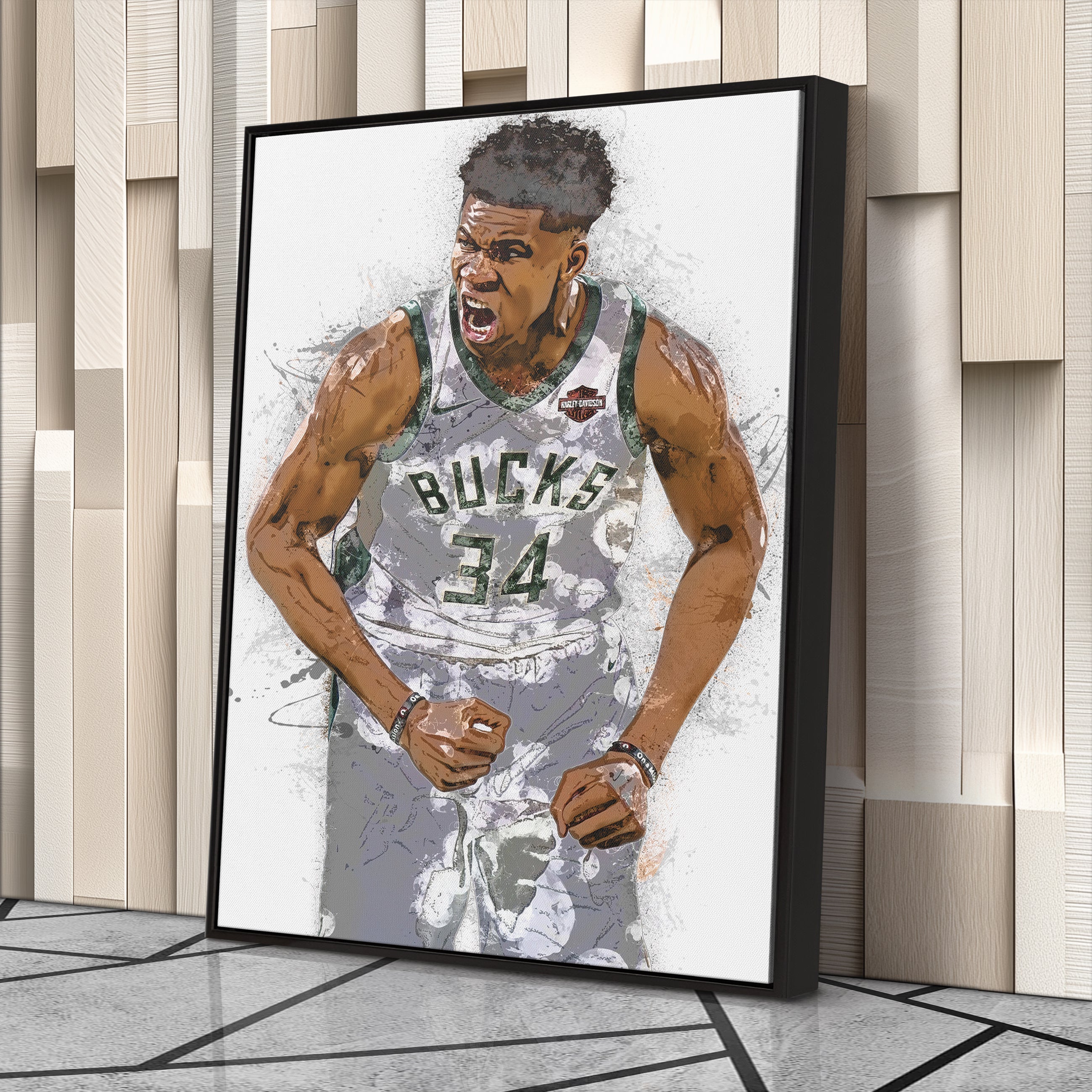 Giannis Antetokounmpo Canvas Art – Milwaukee Bucks Wall Decor