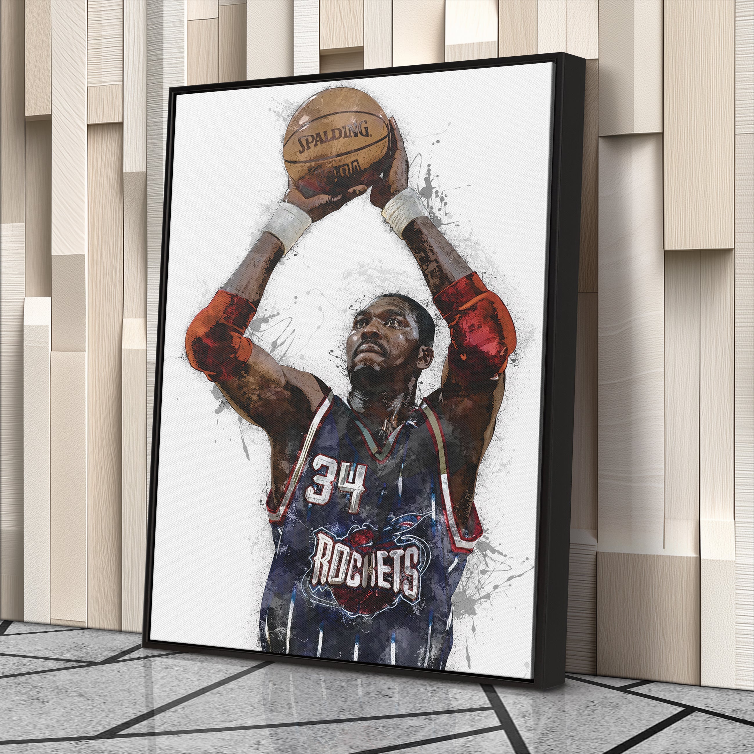 Hakeem Olajuwon Canvas Art – Houston Rockets Wall Decor