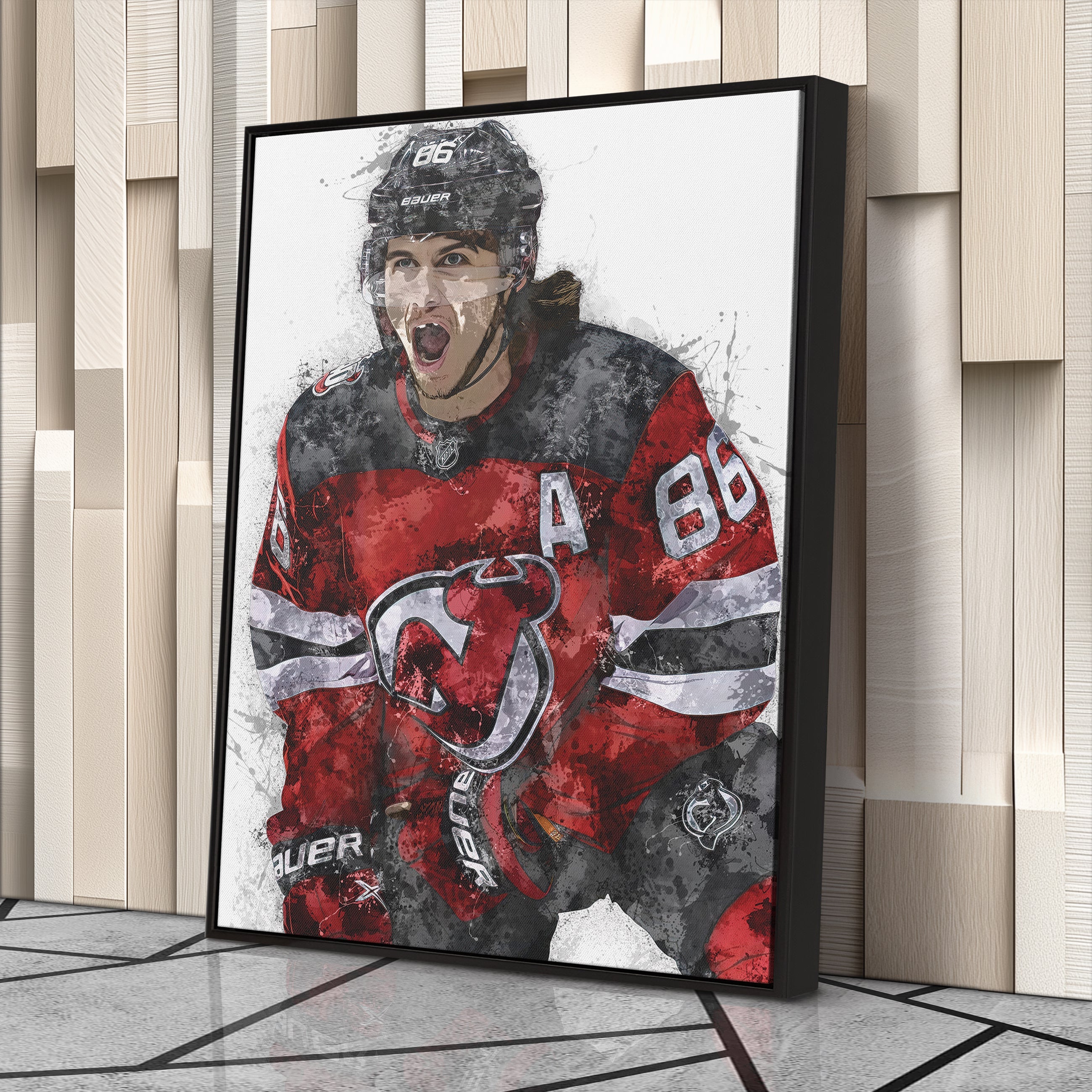 Jack Hughes Canvas Art – New Jersey Devils Wall Decor