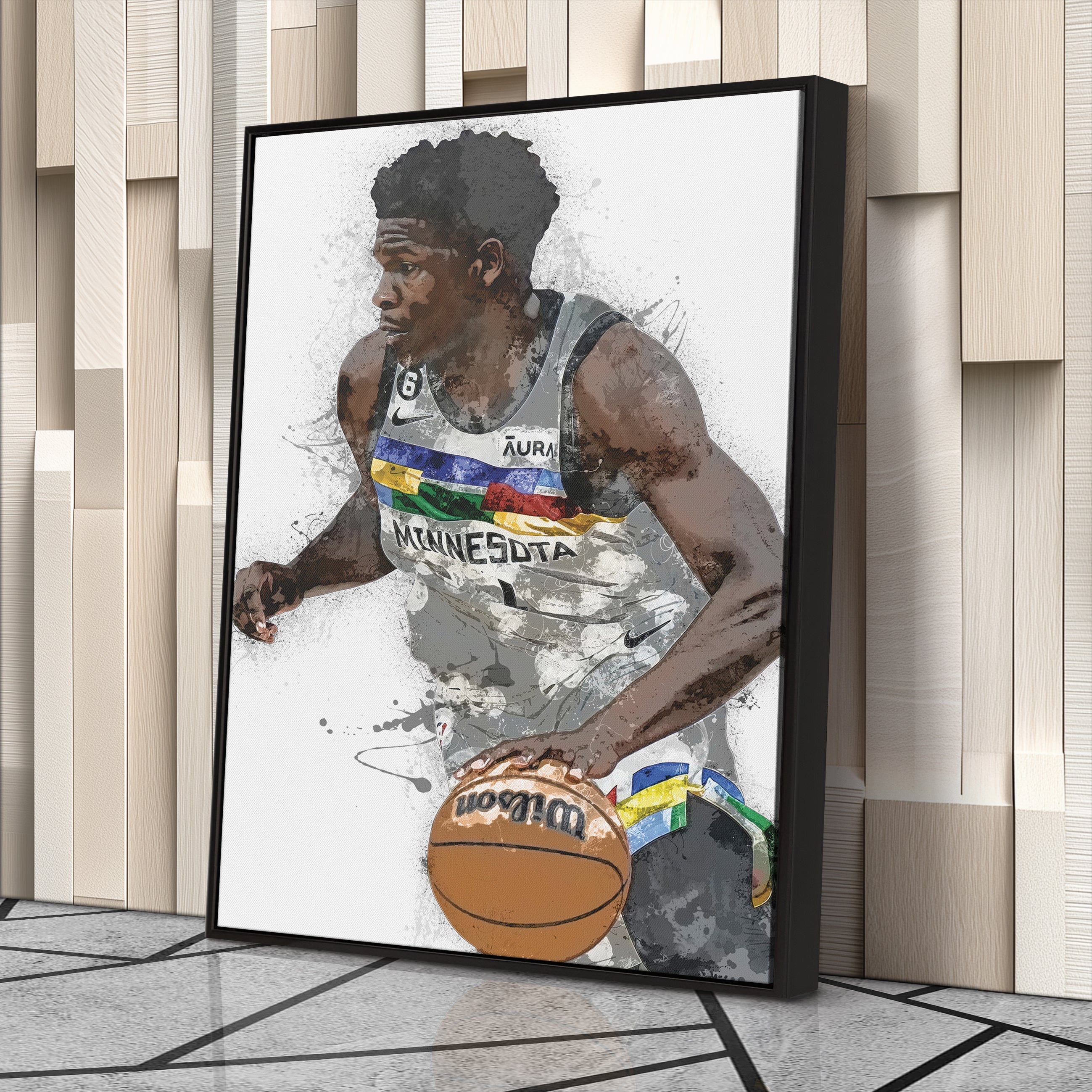 Anthony Edwards Canvas Art – Minnesota Timberwolves Wall Decor