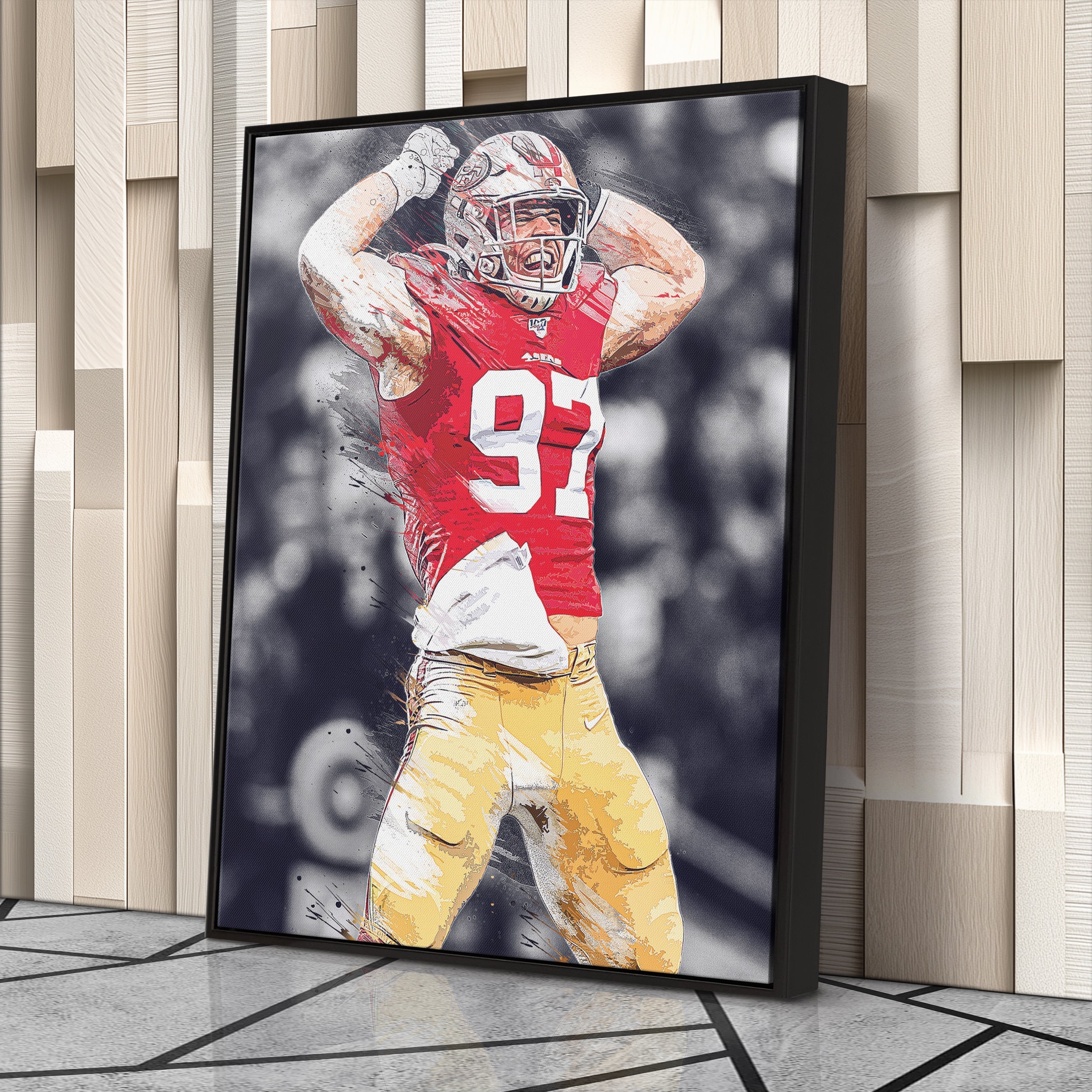 Nick Bosa Canvas Art – 49ers NFL Celebration Wall Decor