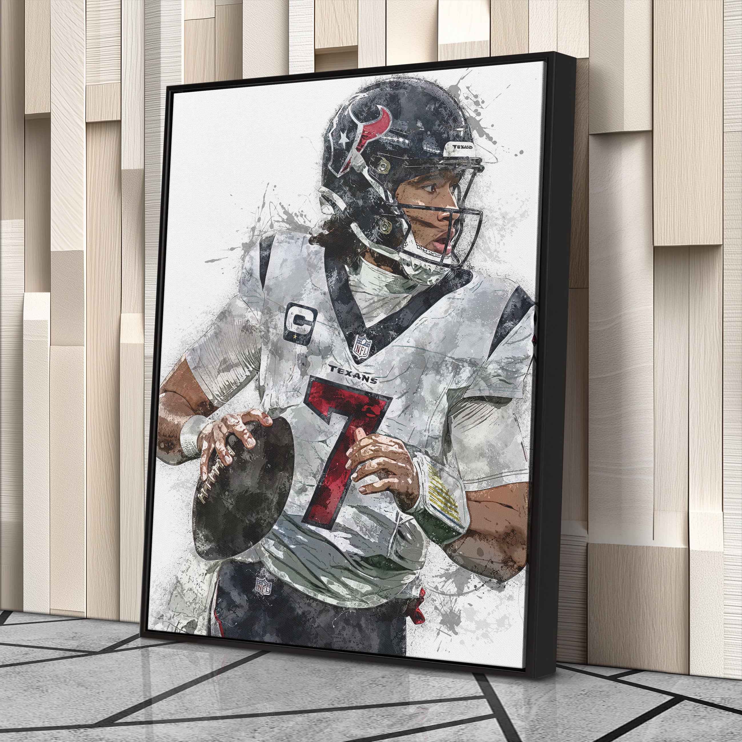 C.J. Stroud Canvas Art – Houston Texans Wall Decor