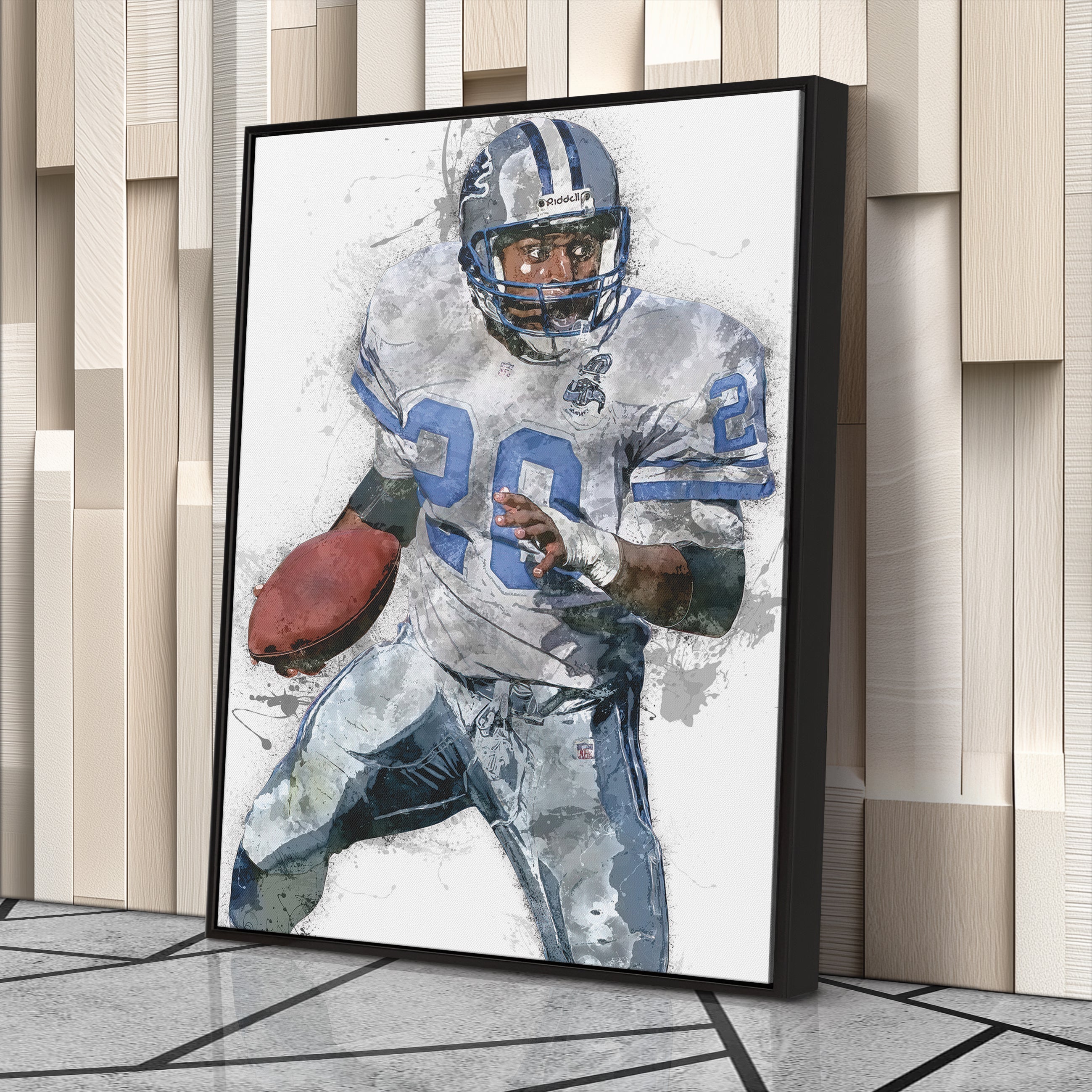 Barry Sanders Canvas Art – Detroit Lions Wall Decor