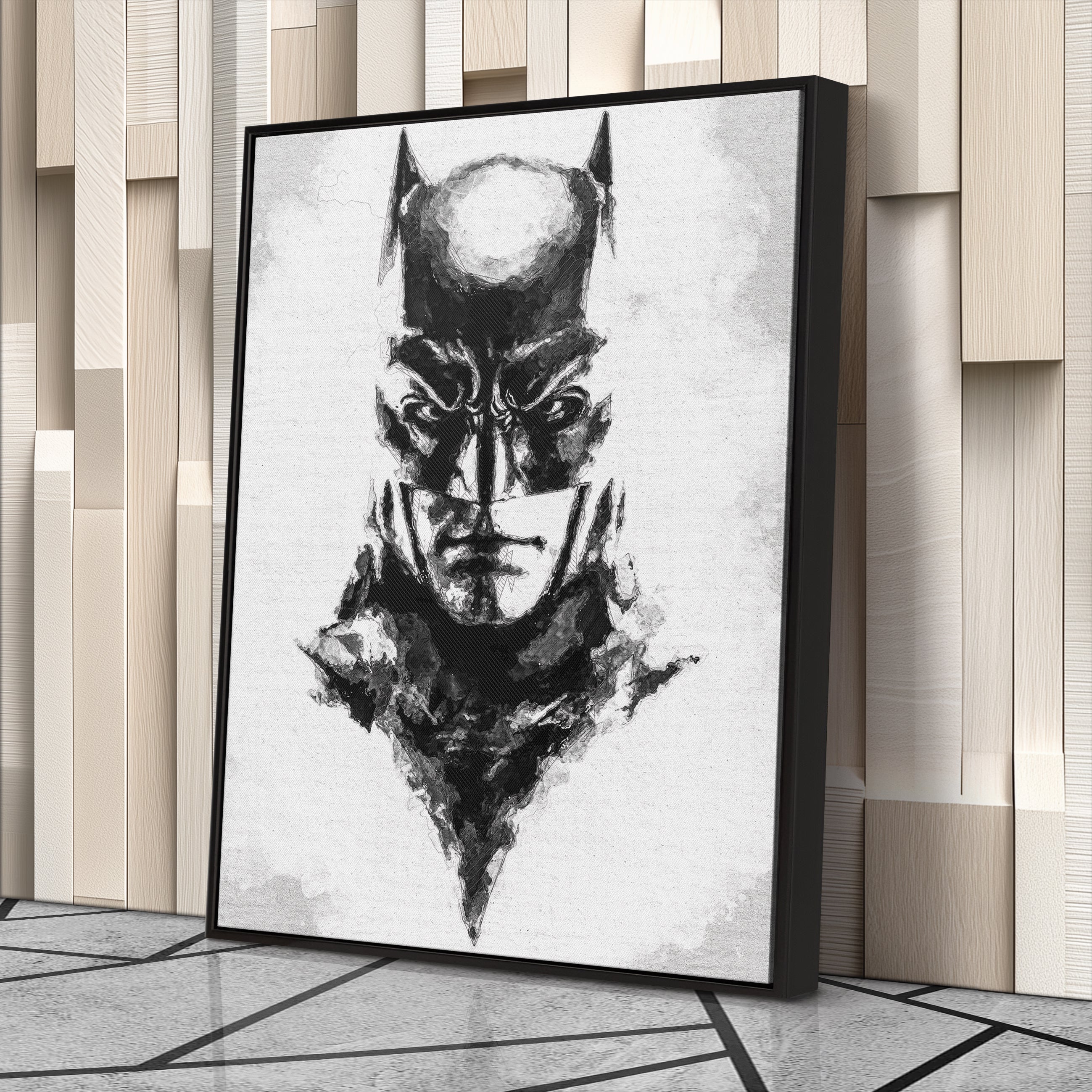 Batman Face Canvas – DC Comics Wall Art Gift for Superhero Fans and Man Cave Decor
