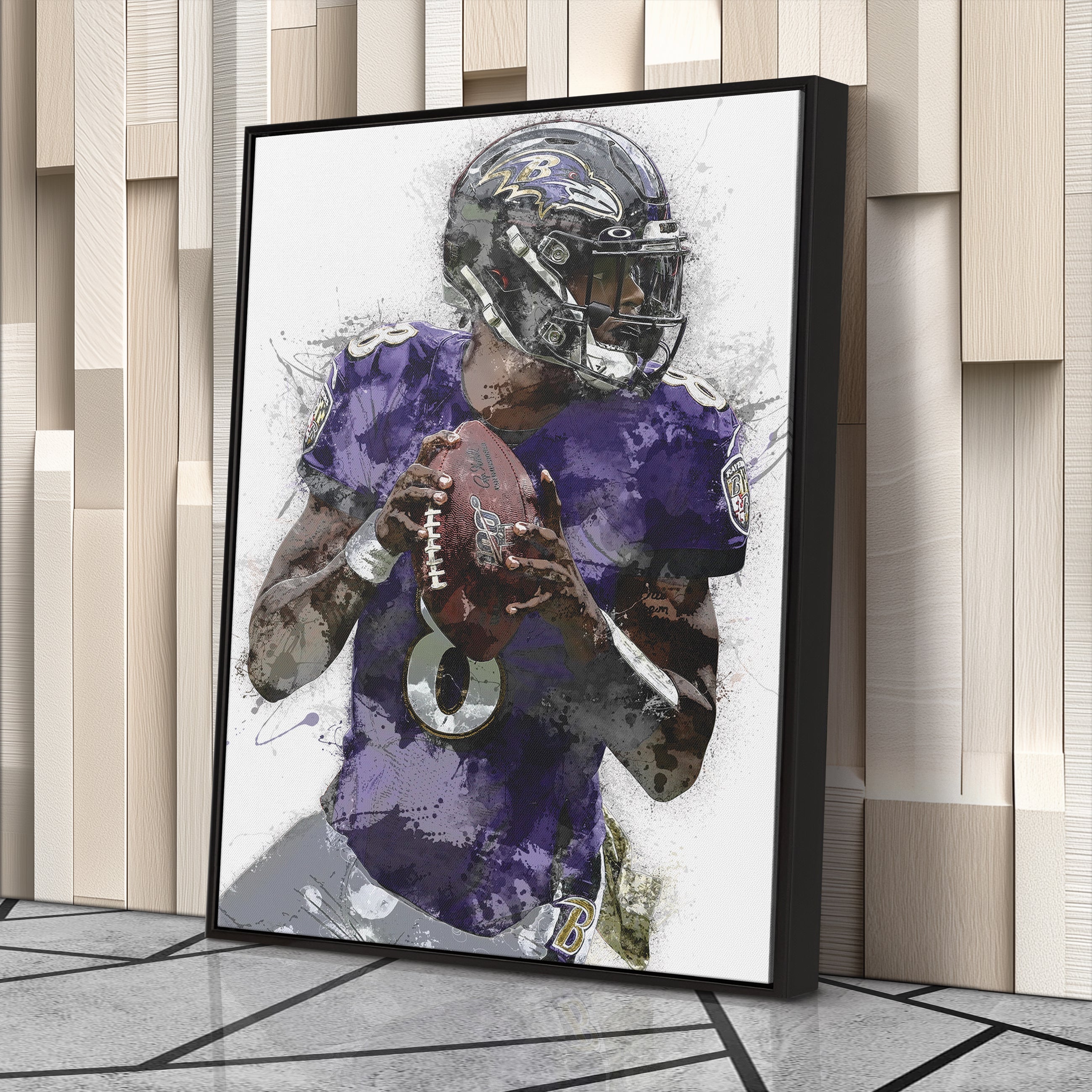 Lamar Jackson Canvas Art – Baltimore Ravens Wall Decor