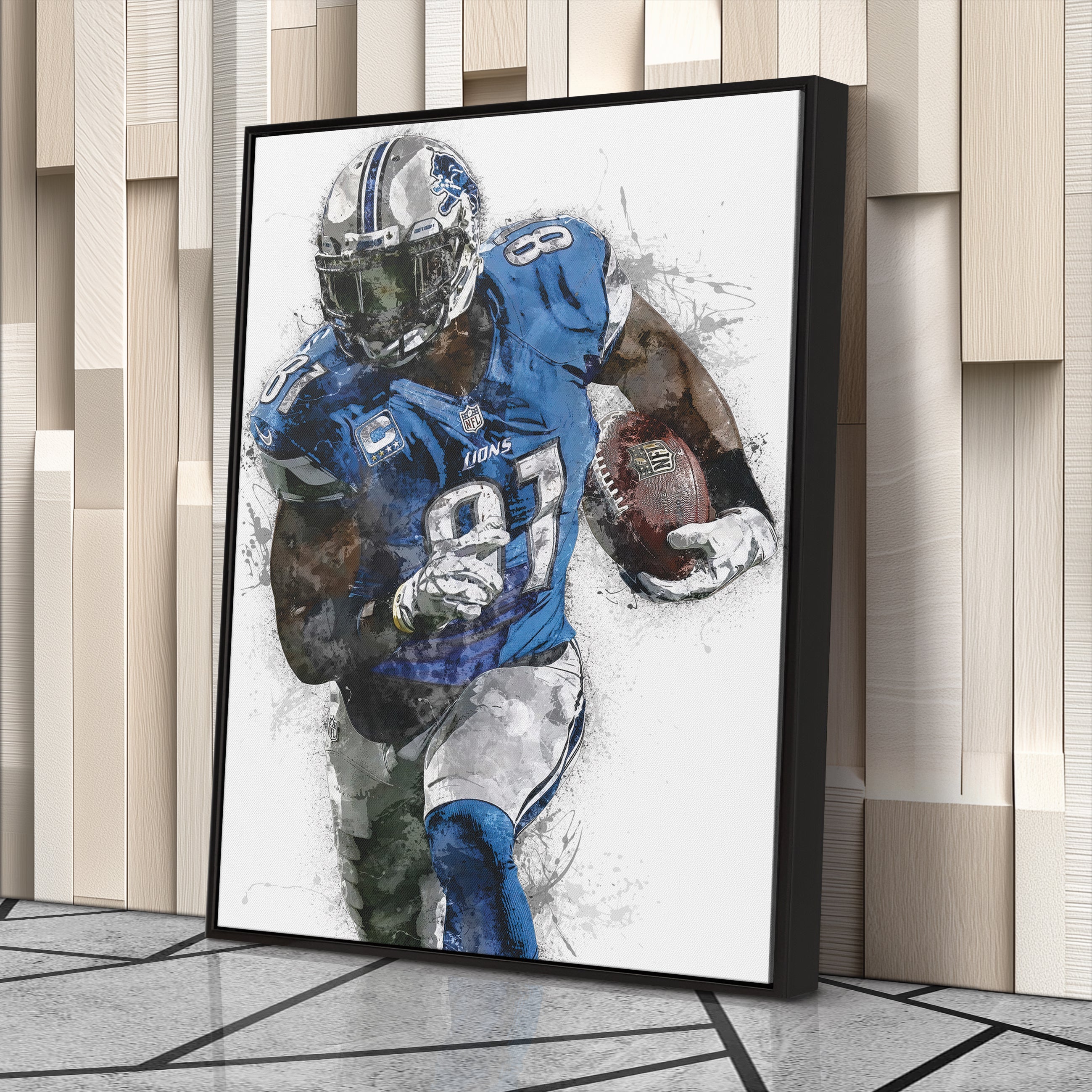 Calvin Johnson Canvas Art – Detroit Lions Wall Decor