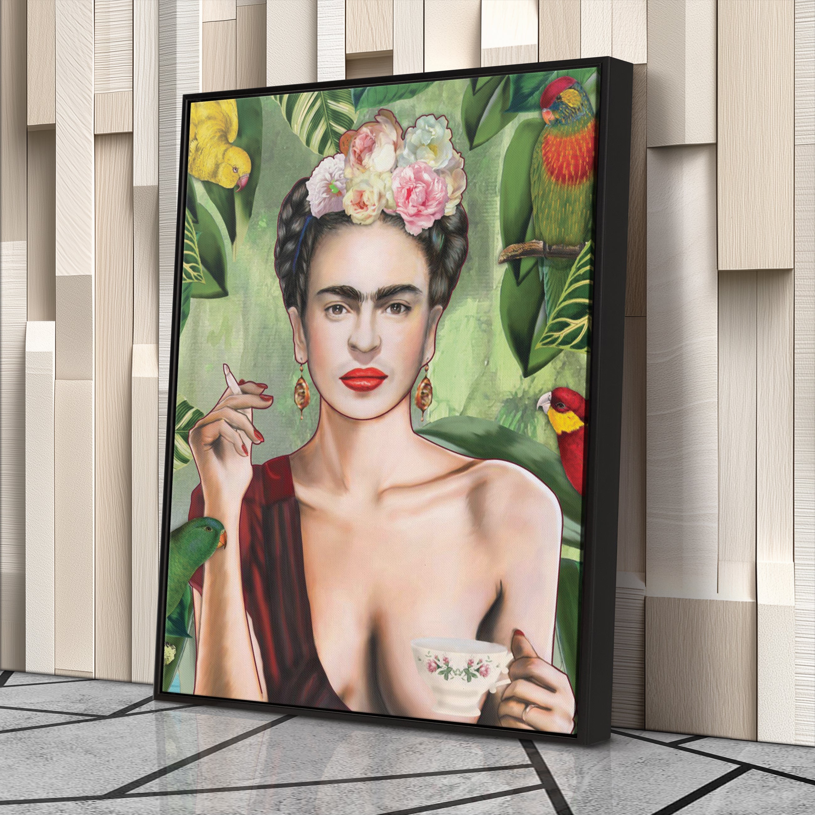 Frida Kahlo Canvas Art – Colorful Painter Wall Decor
