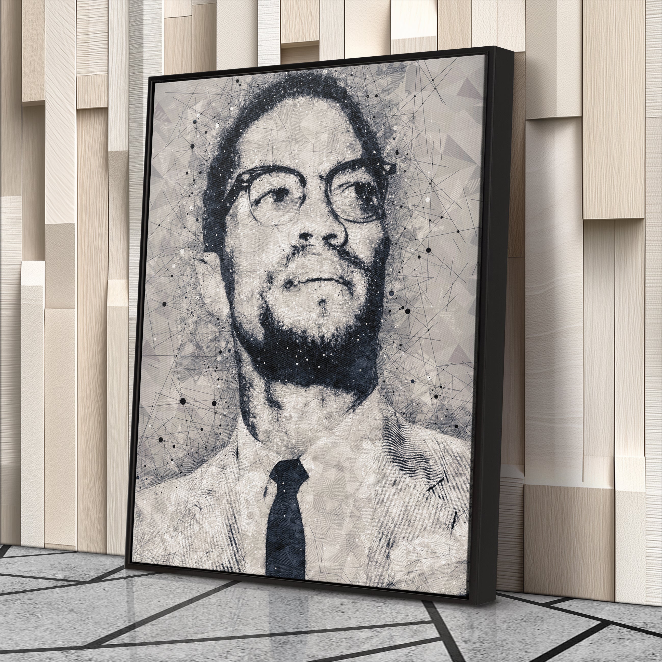 Malcolm X Canvas Art – Civil Rights Geometric Wall Decor