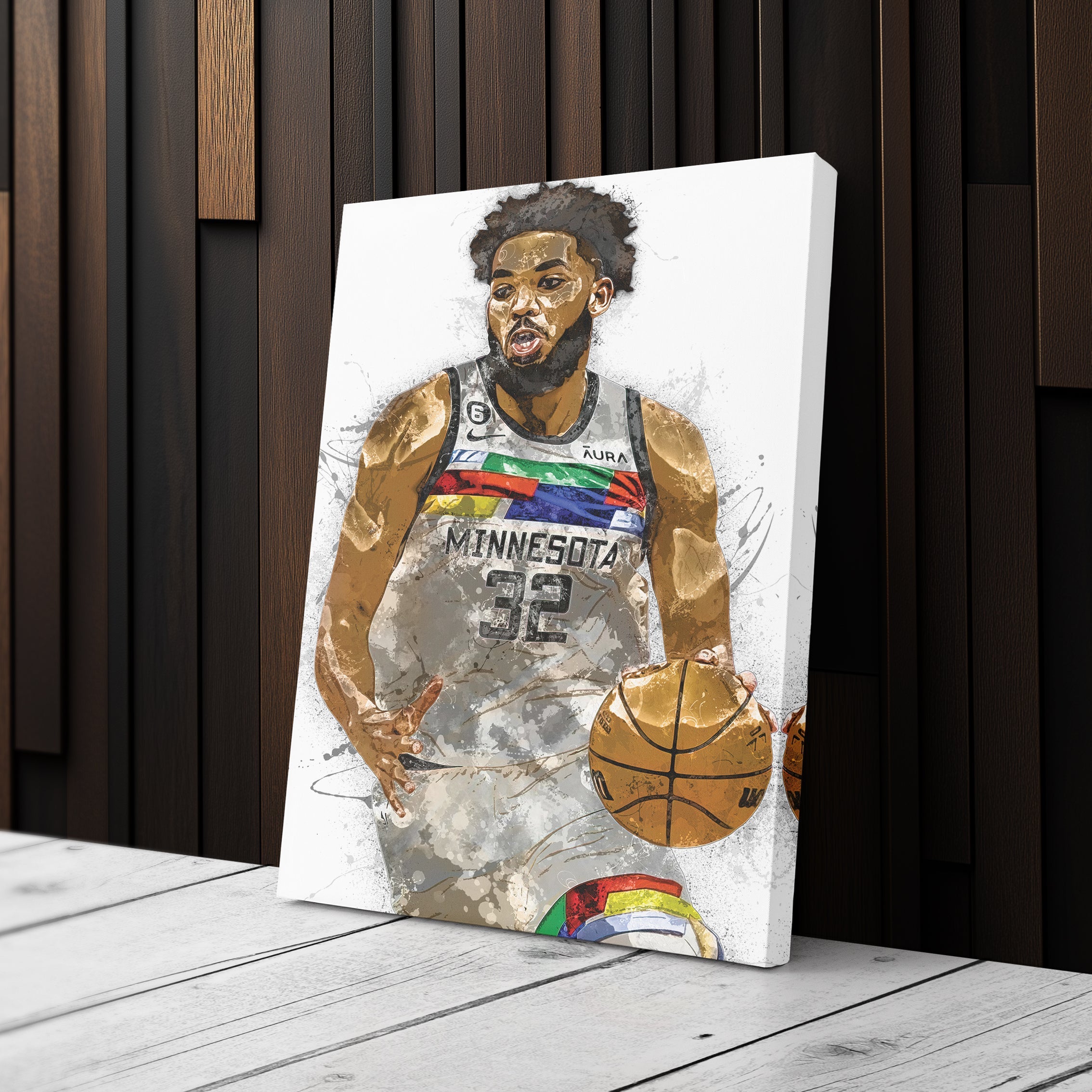 Karl-Anthony Towns Canvas Art – Minnesota Timberwolves Wall Decor